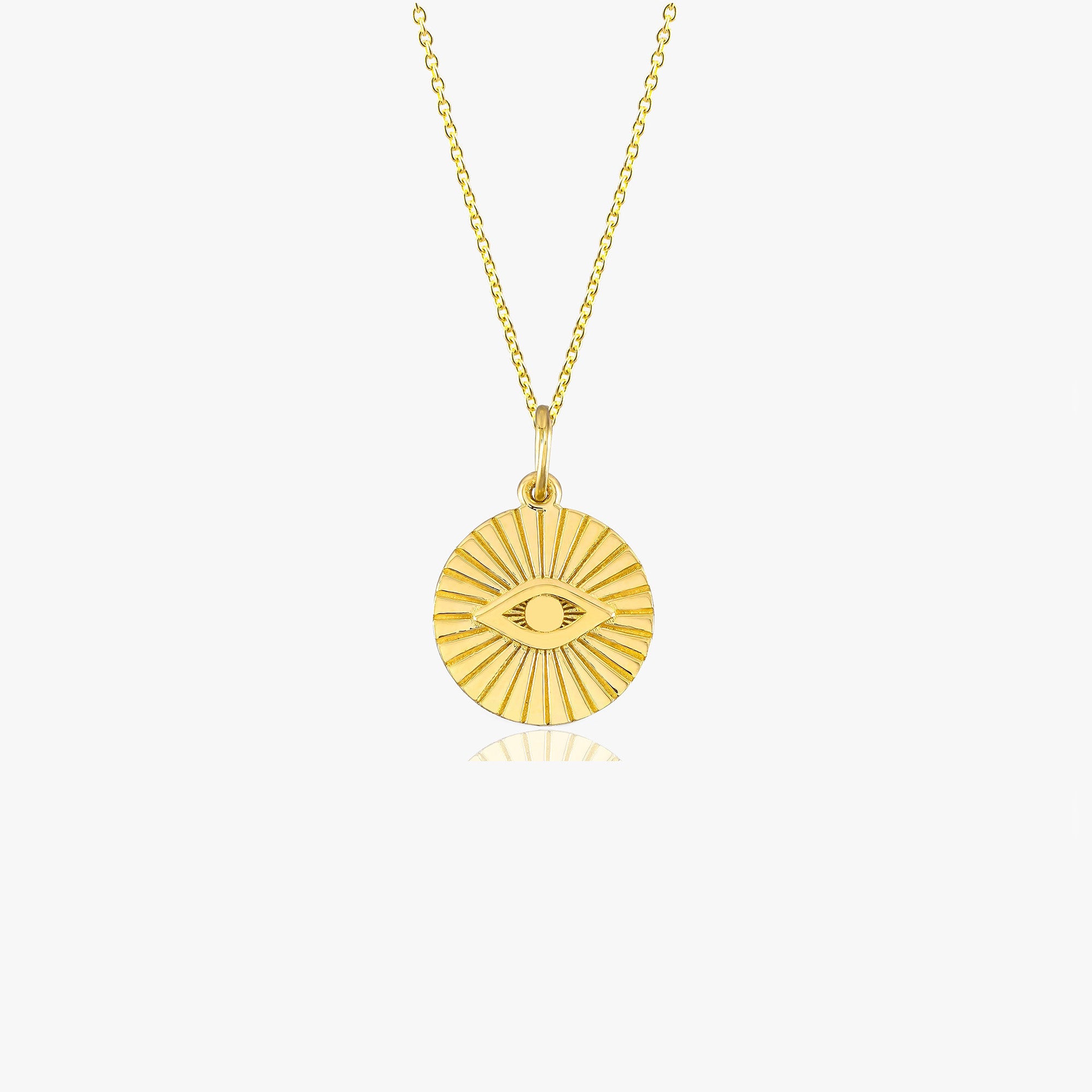 Evil Eye Coin Necklace in 14K Gold