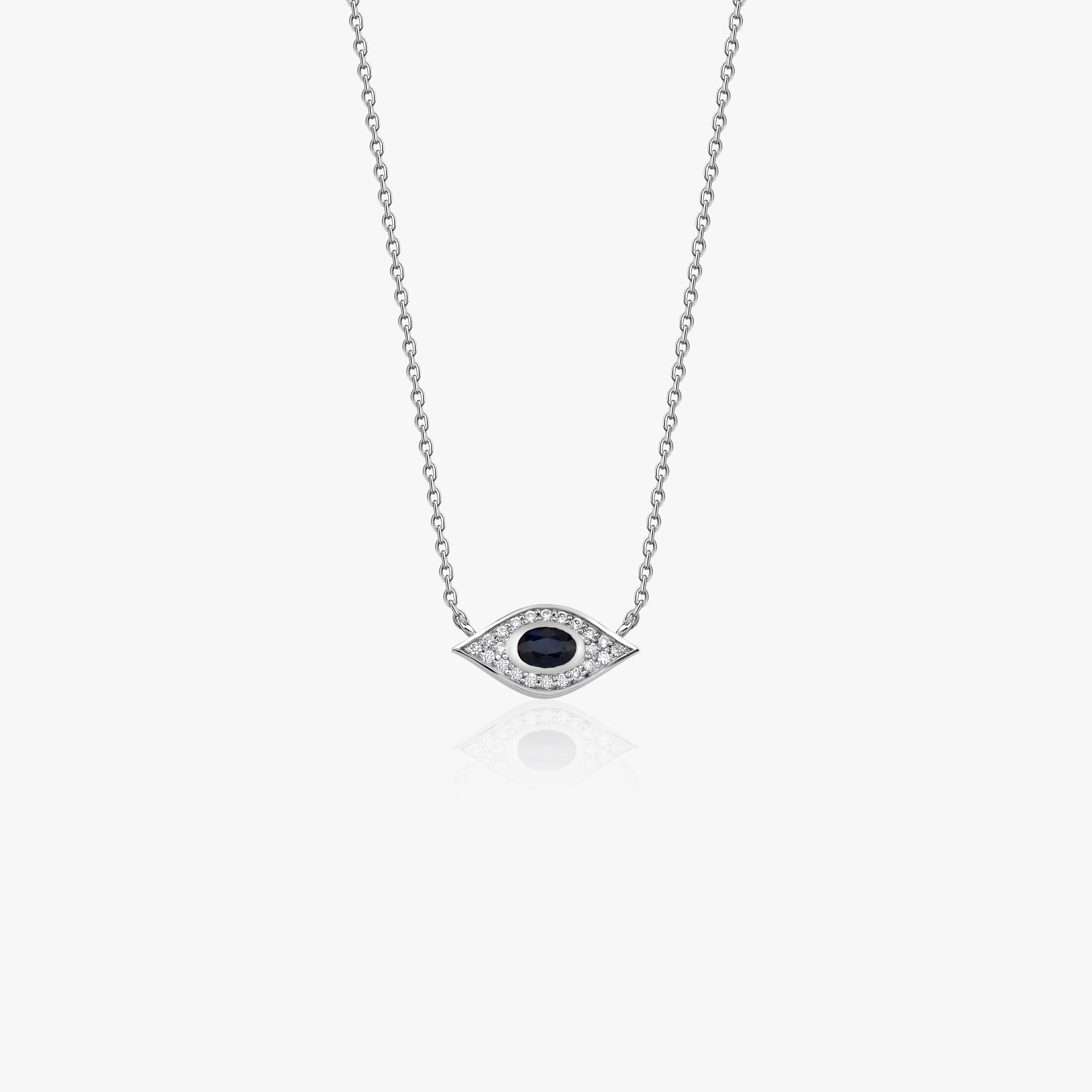 Blue Sapphire and Diamond Evil Eye Necklace