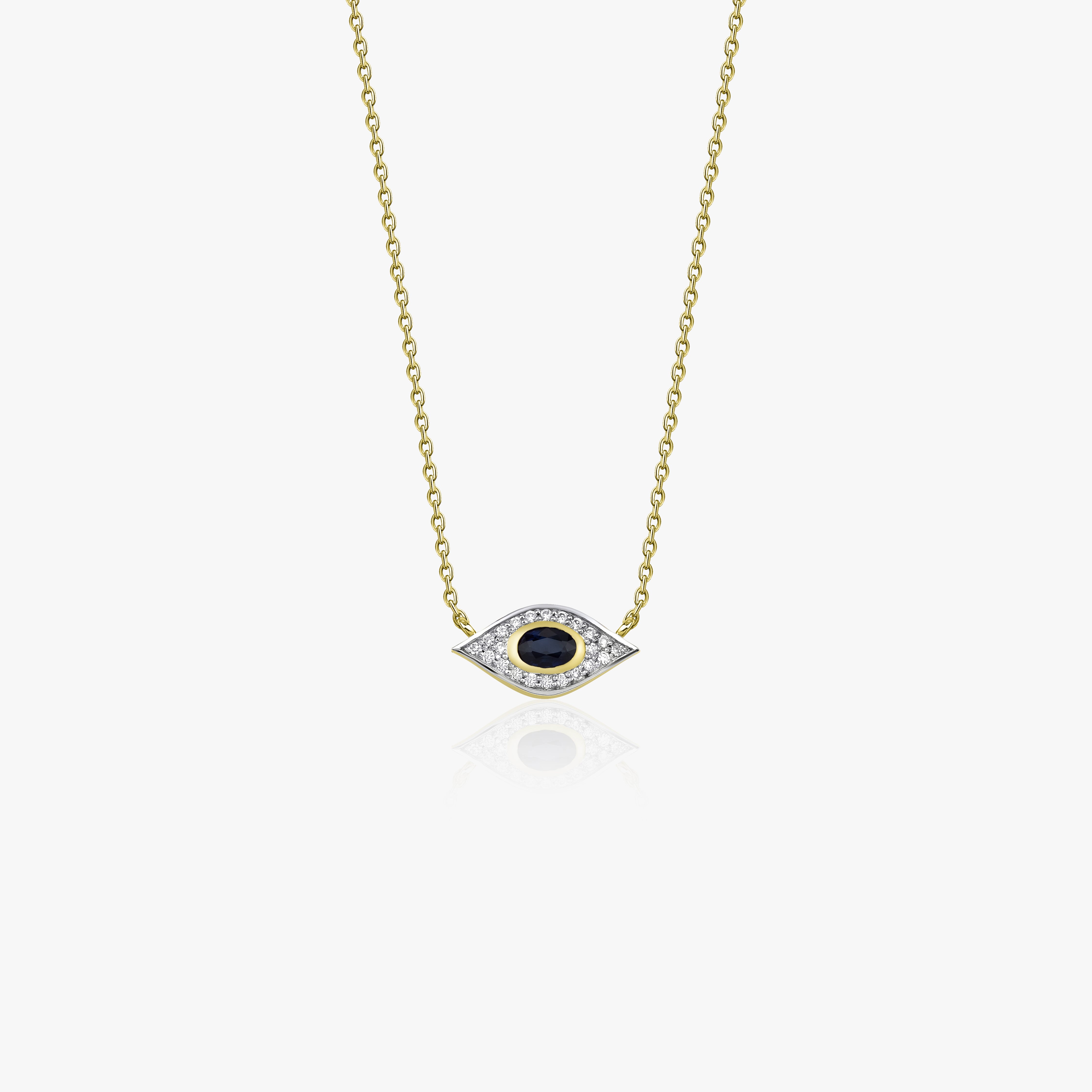 Blue Sapphire and Diamond Evil Eye Necklace