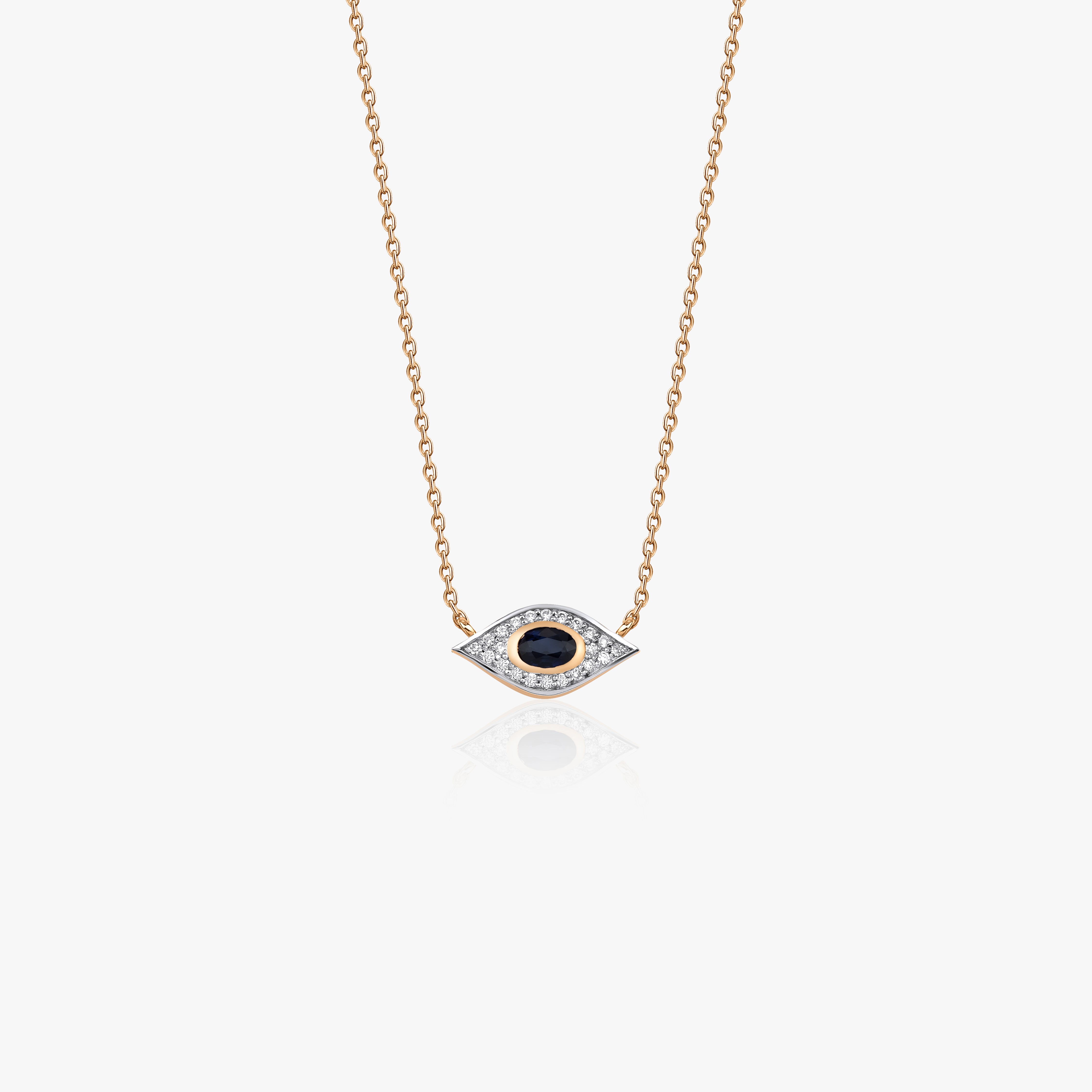 Blue Sapphire and Diamond Evil Eye Necklace