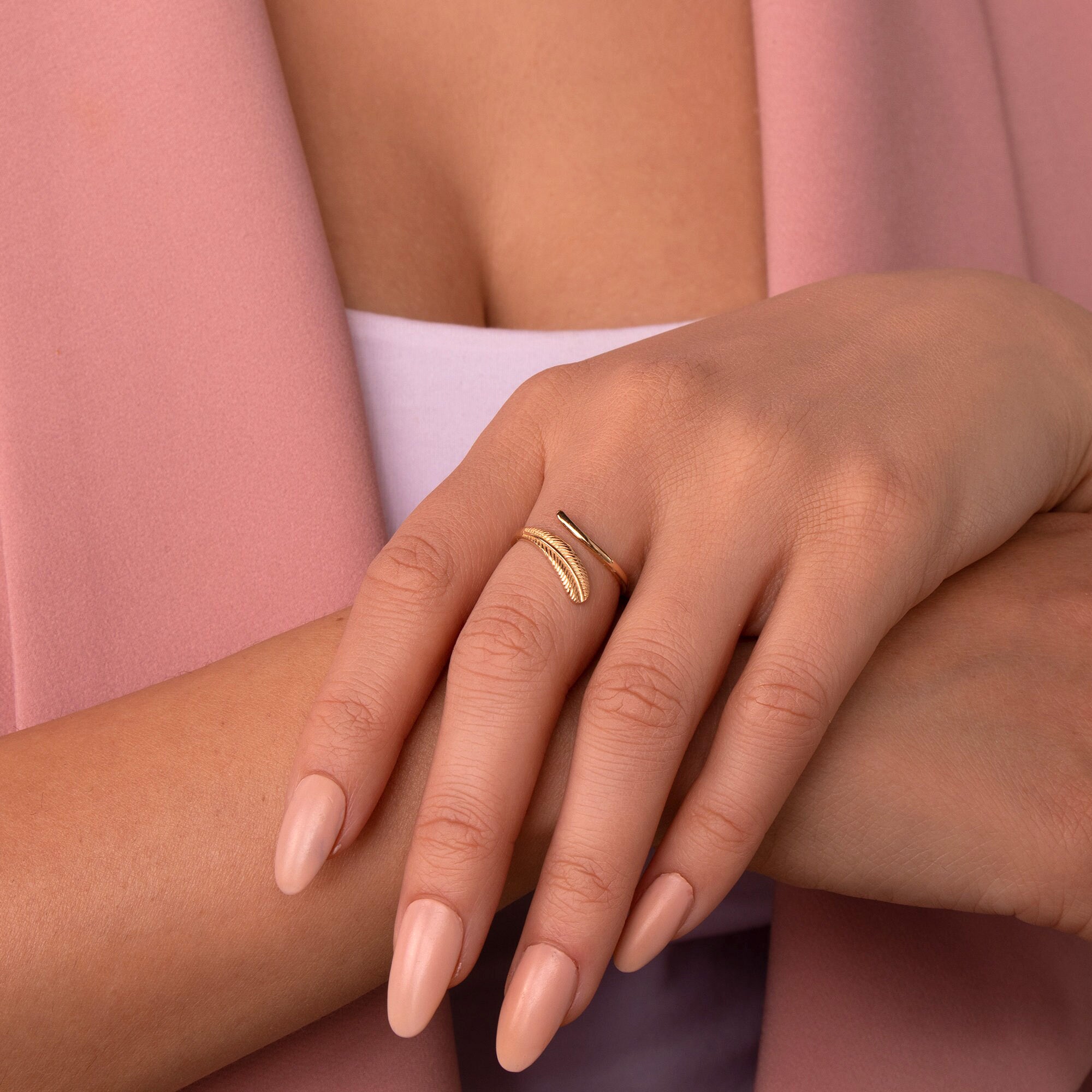 Feather Ring in 14K Gold