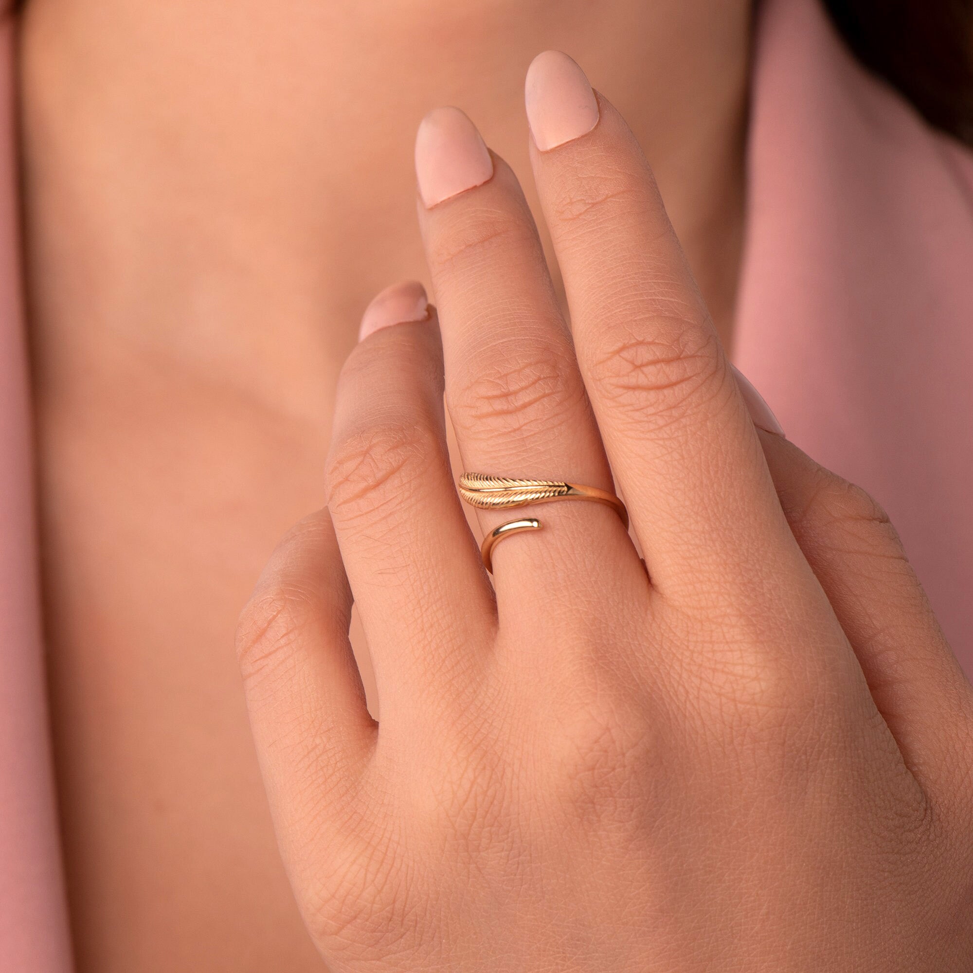 Feather Ring in 14K Gold