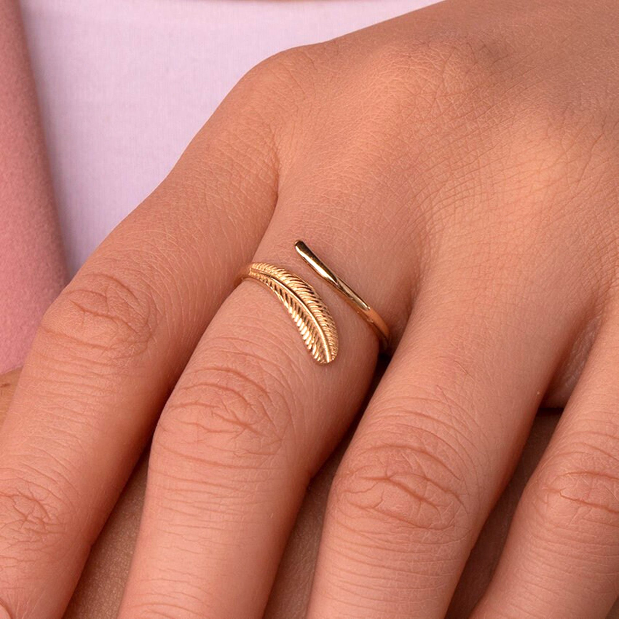 Feather Ring in 14K Gold