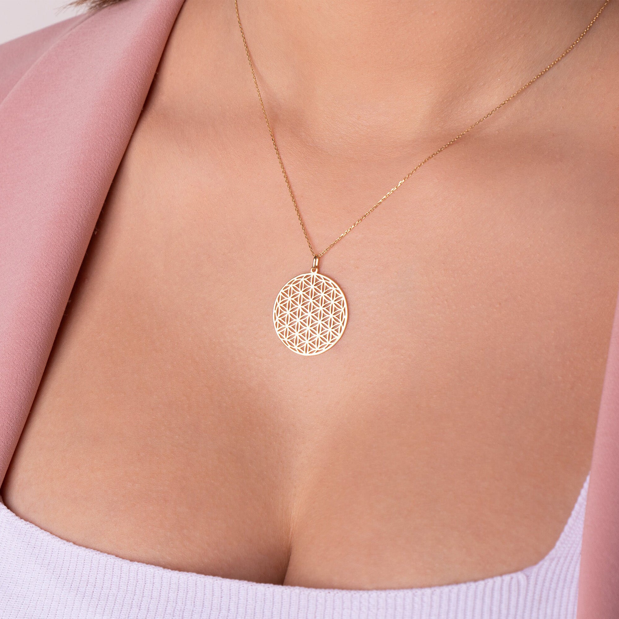 Flower Of Life Pendant in 14K Gold