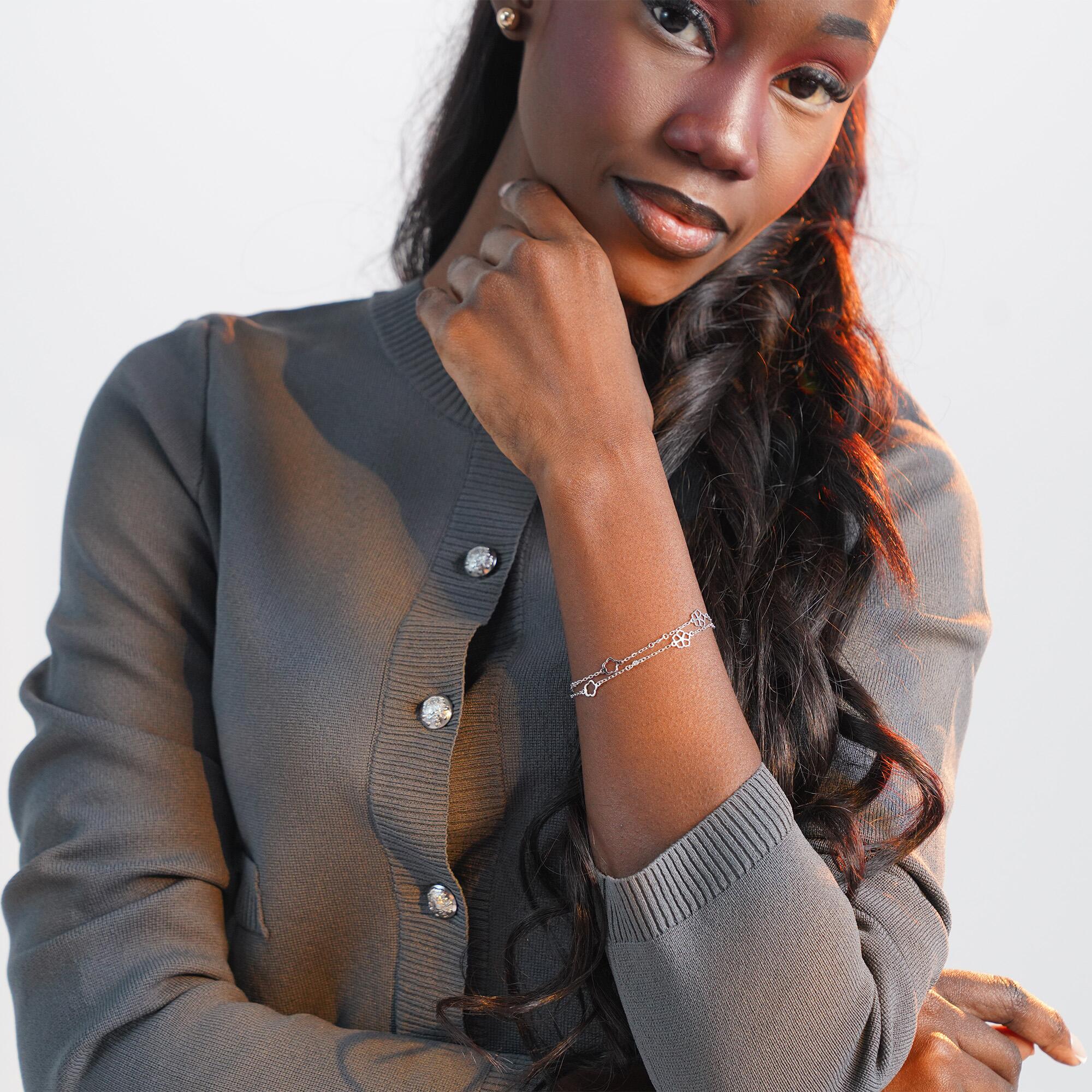 Diamond Flower Station Bracelet in 14K Gold