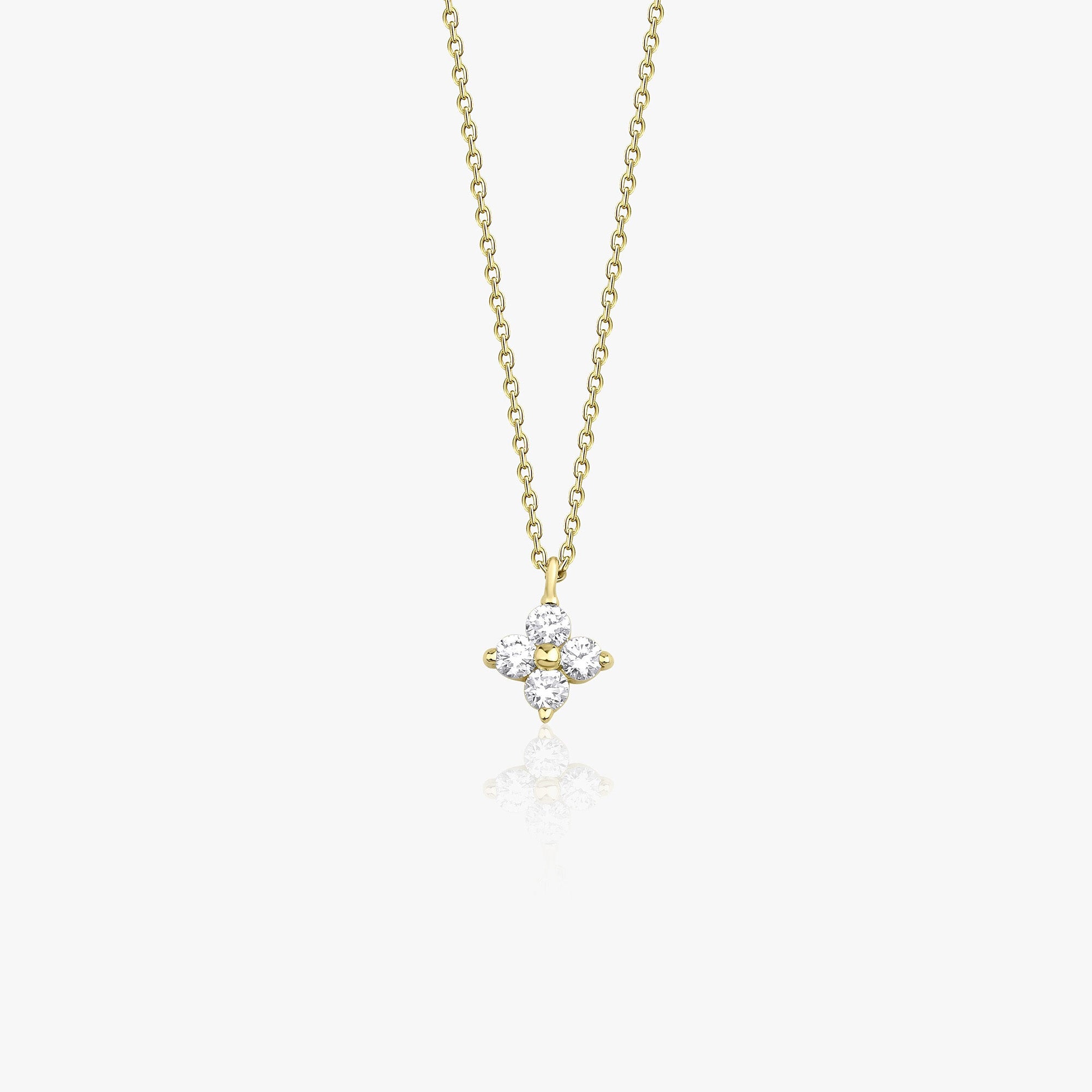 Minimal Diamond Clover Necklace in 14K Gold