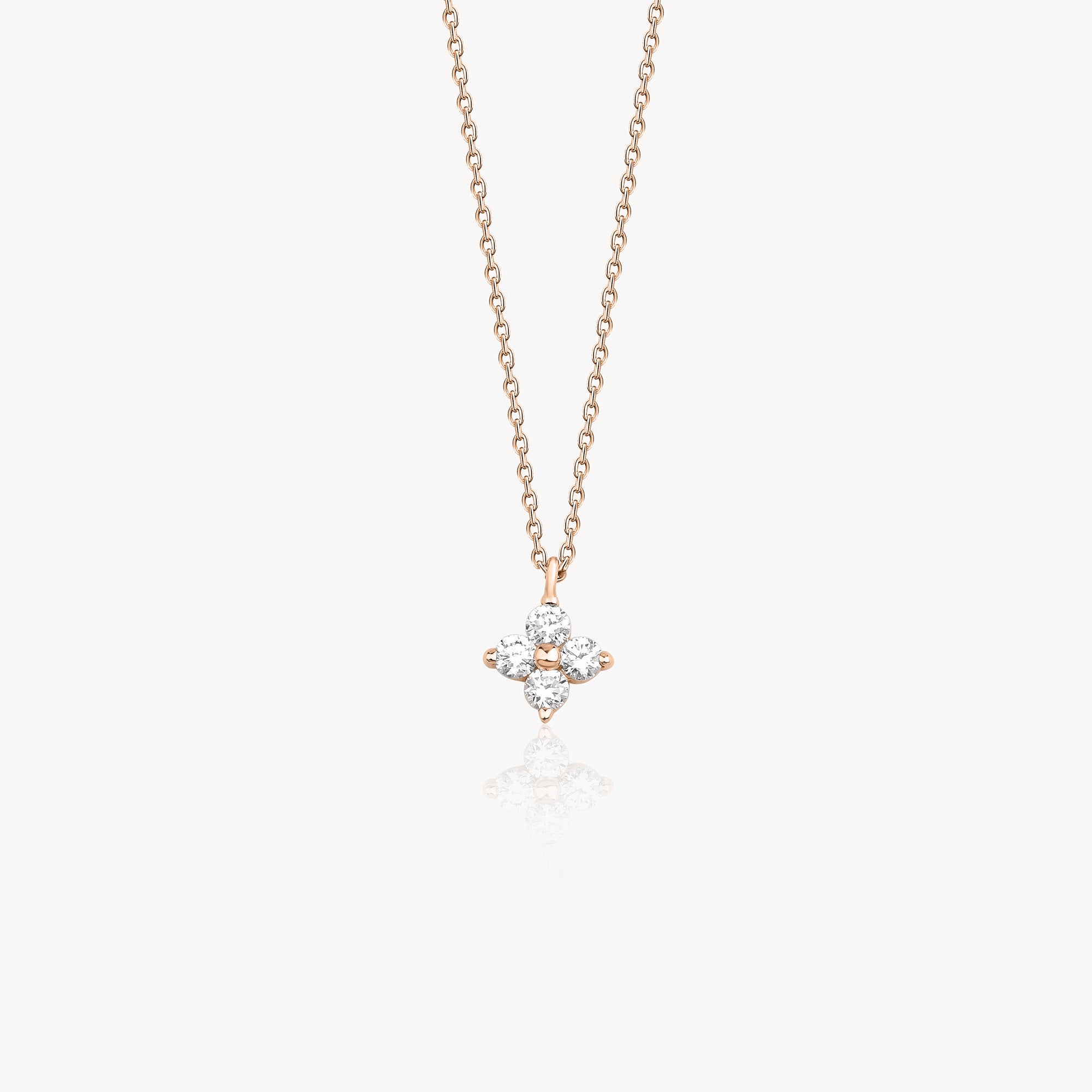 Minimal Diamond Clover Necklace in 14K Gold