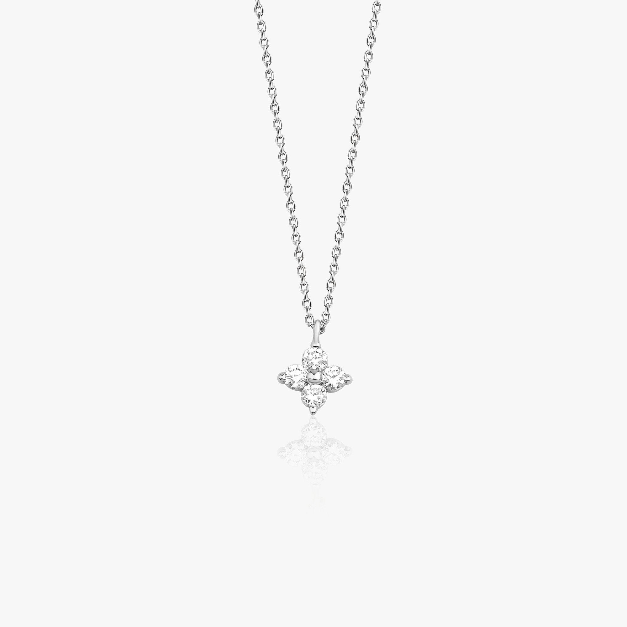 Minimal Diamond Clover Necklace in 14K Gold