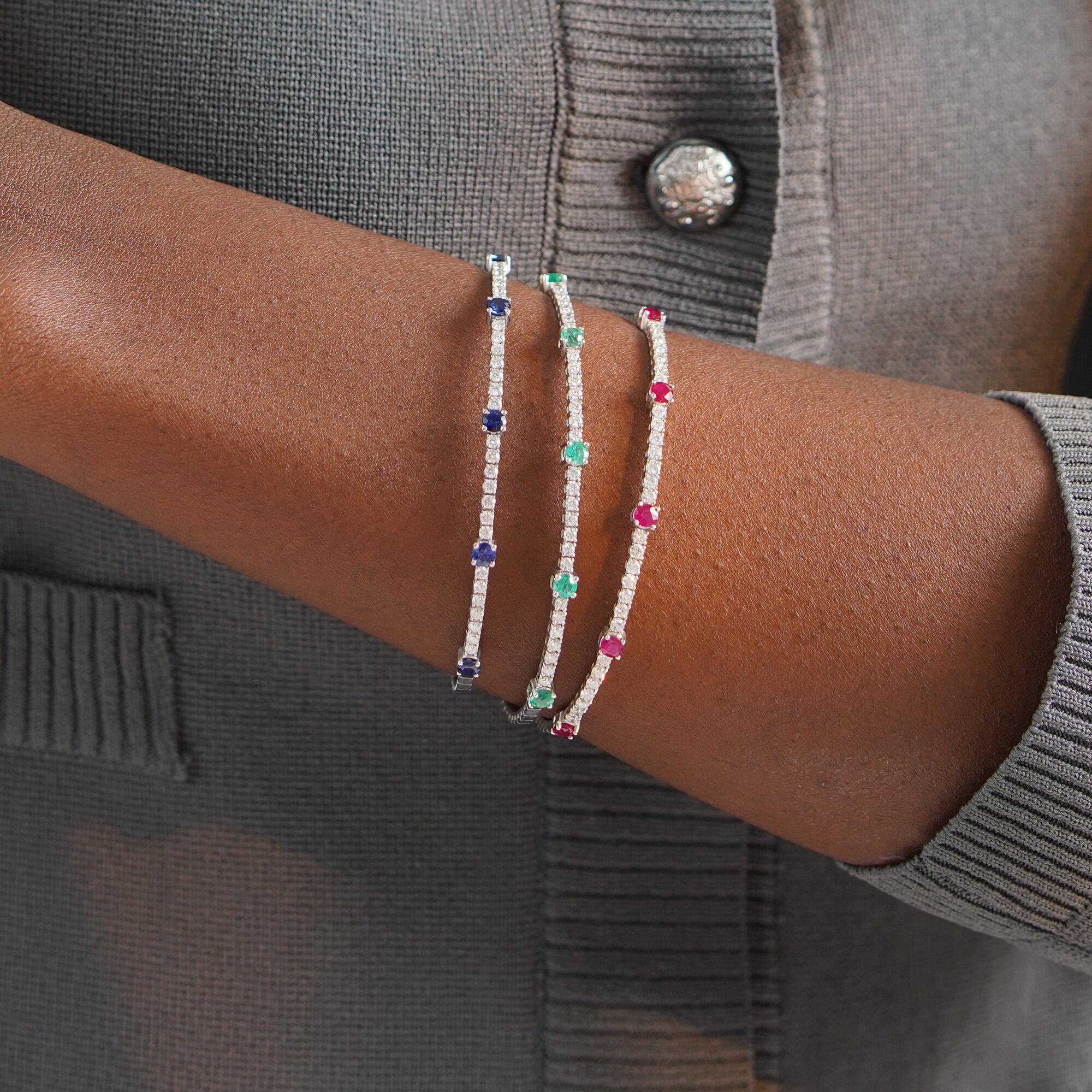 Emerald And Diamond Bangle in 14K Gold