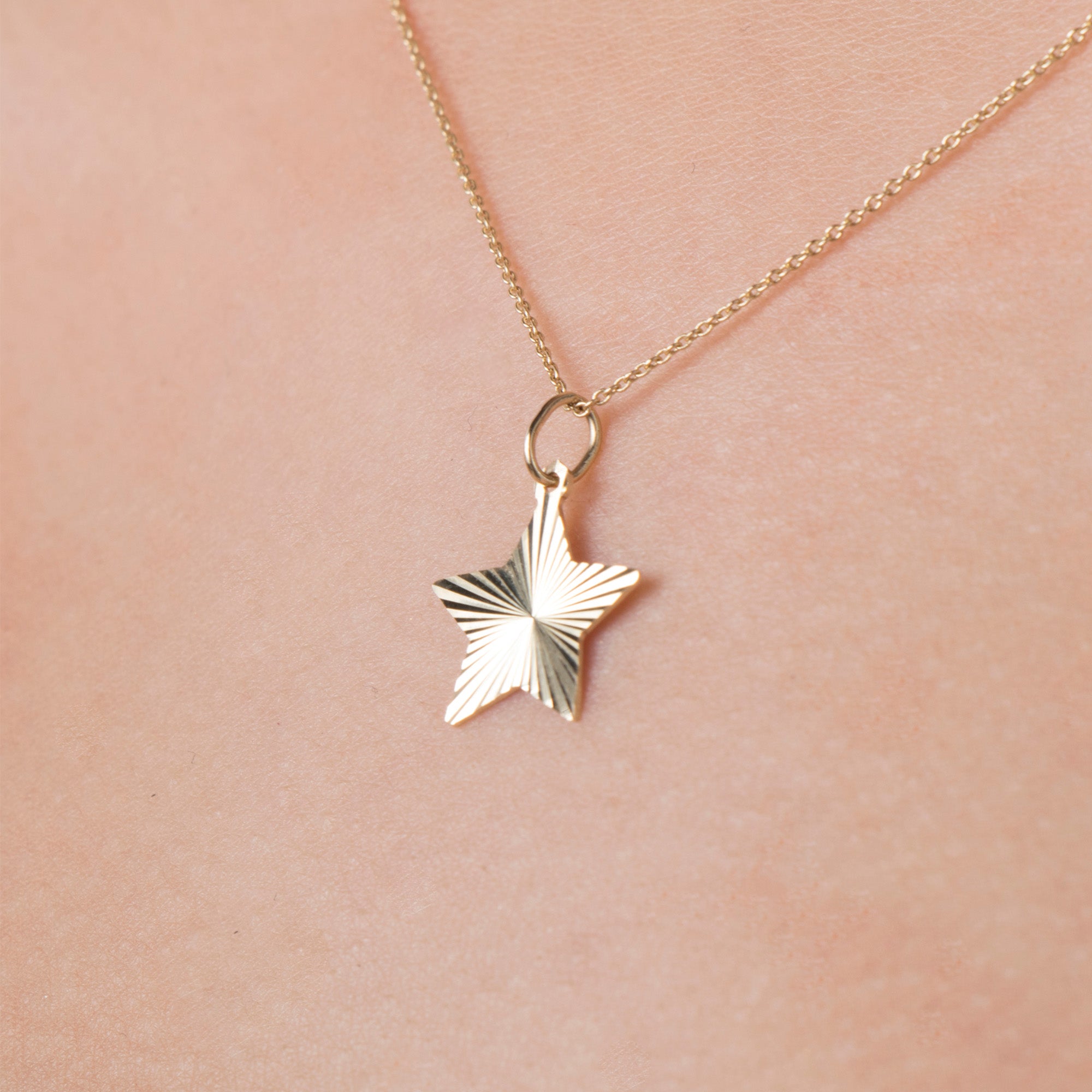 Glitter Star Charm in 14K Gold