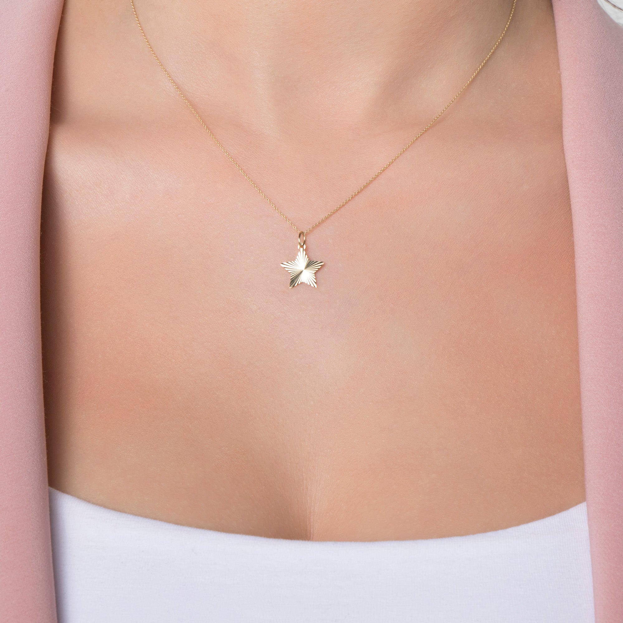 Glitter Star Charm in 14K Gold
