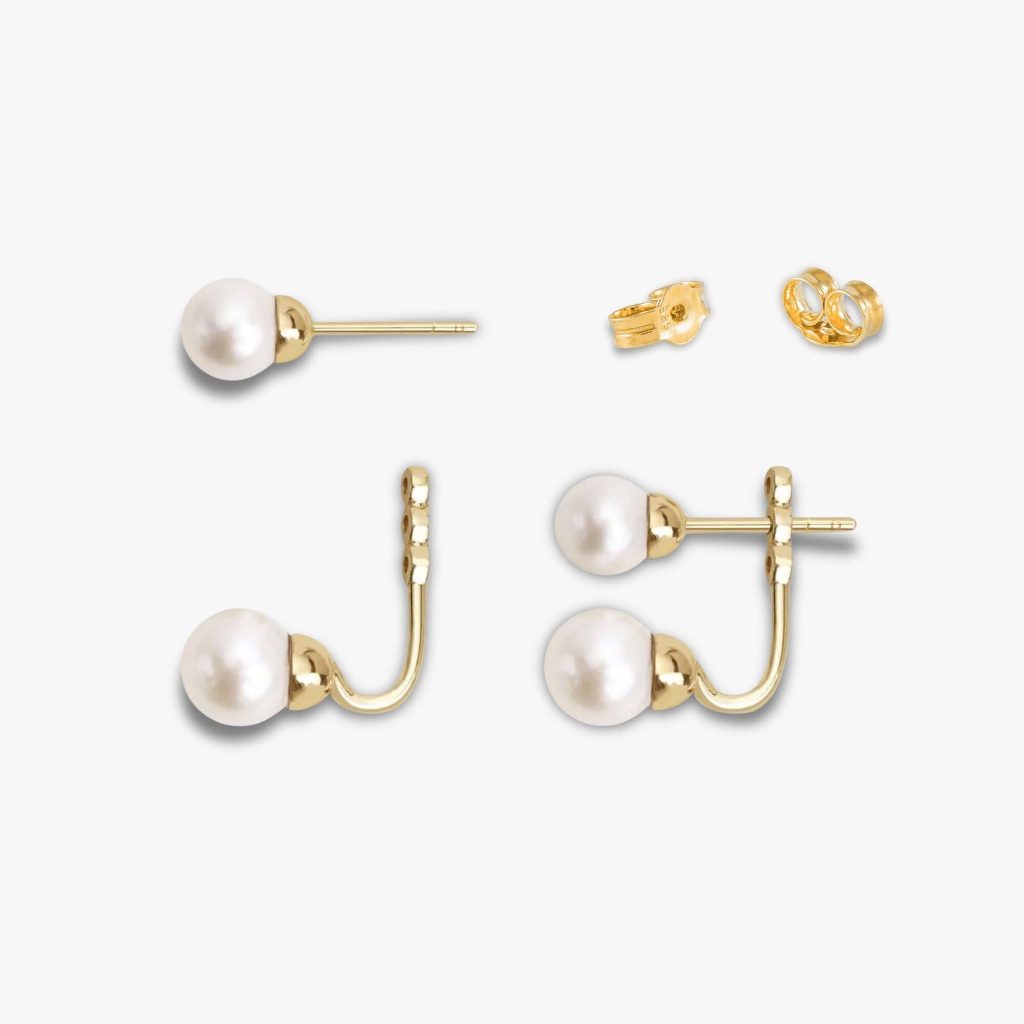 Single Pearl Ear Jacket Earring in 14K Gold