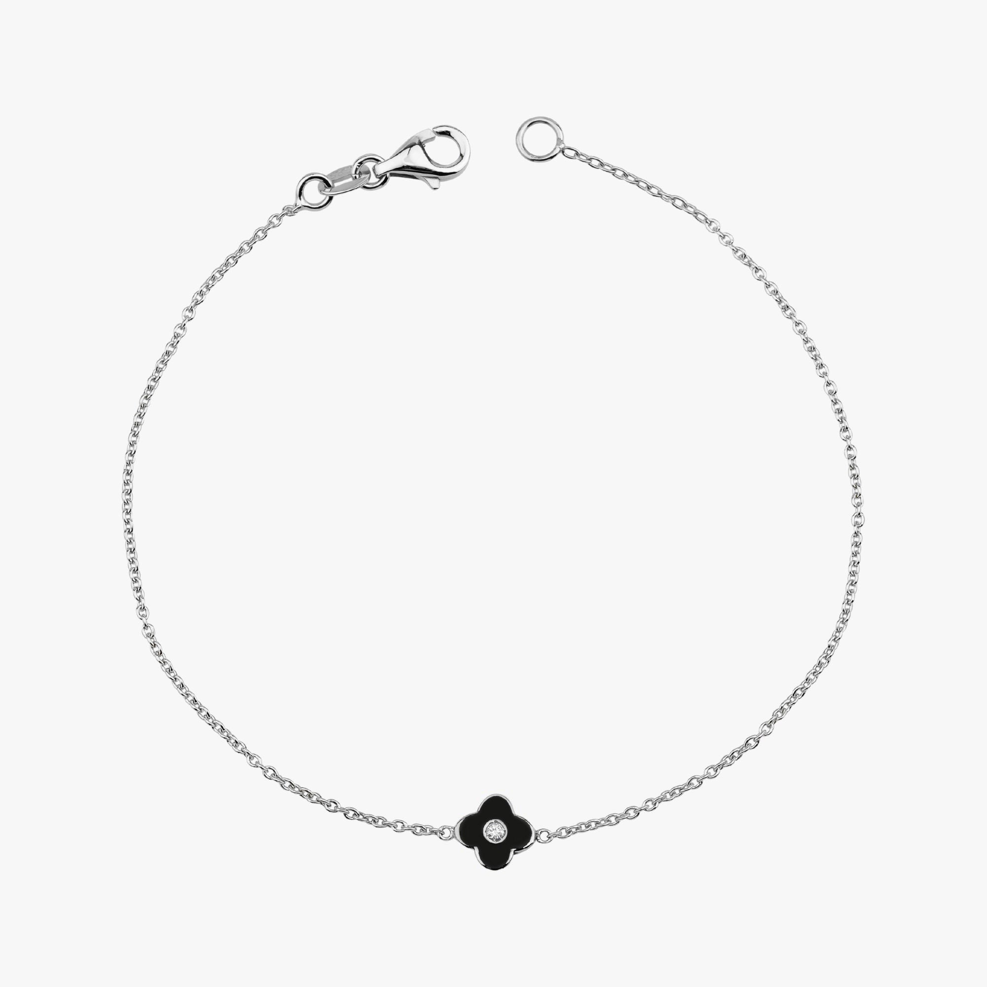 DOUBLE SIDED DIAMOND Mini CLOVER BRACELET IN 14K GOLD / BLACK CLOVER