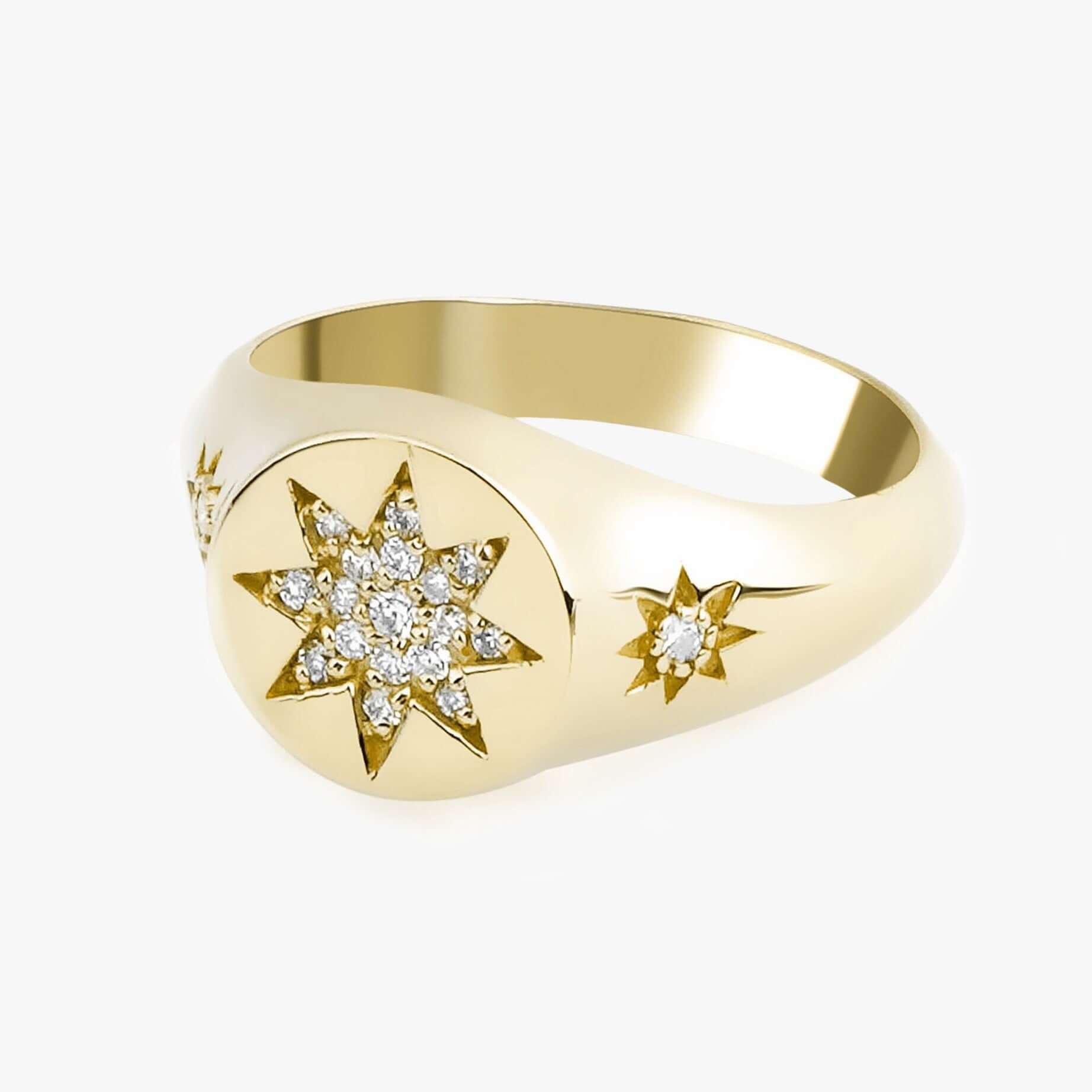 Diamond North Star Pinky Ring in 14K Gold