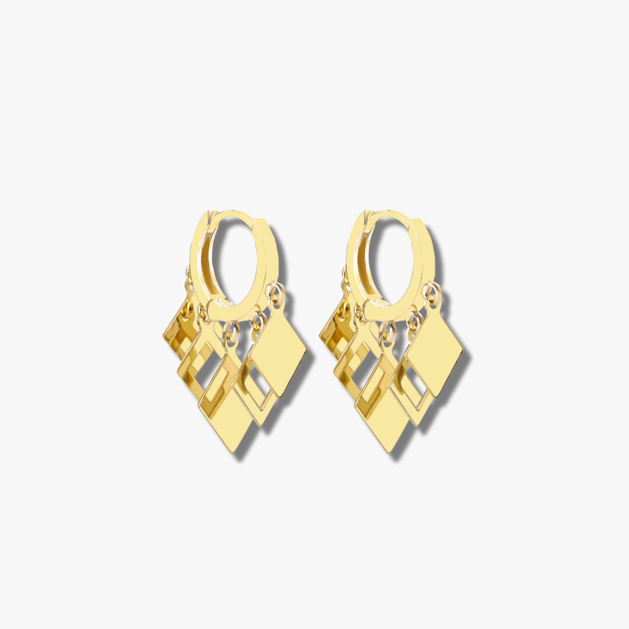 Golden Dangle Hoops in 14K Gold
