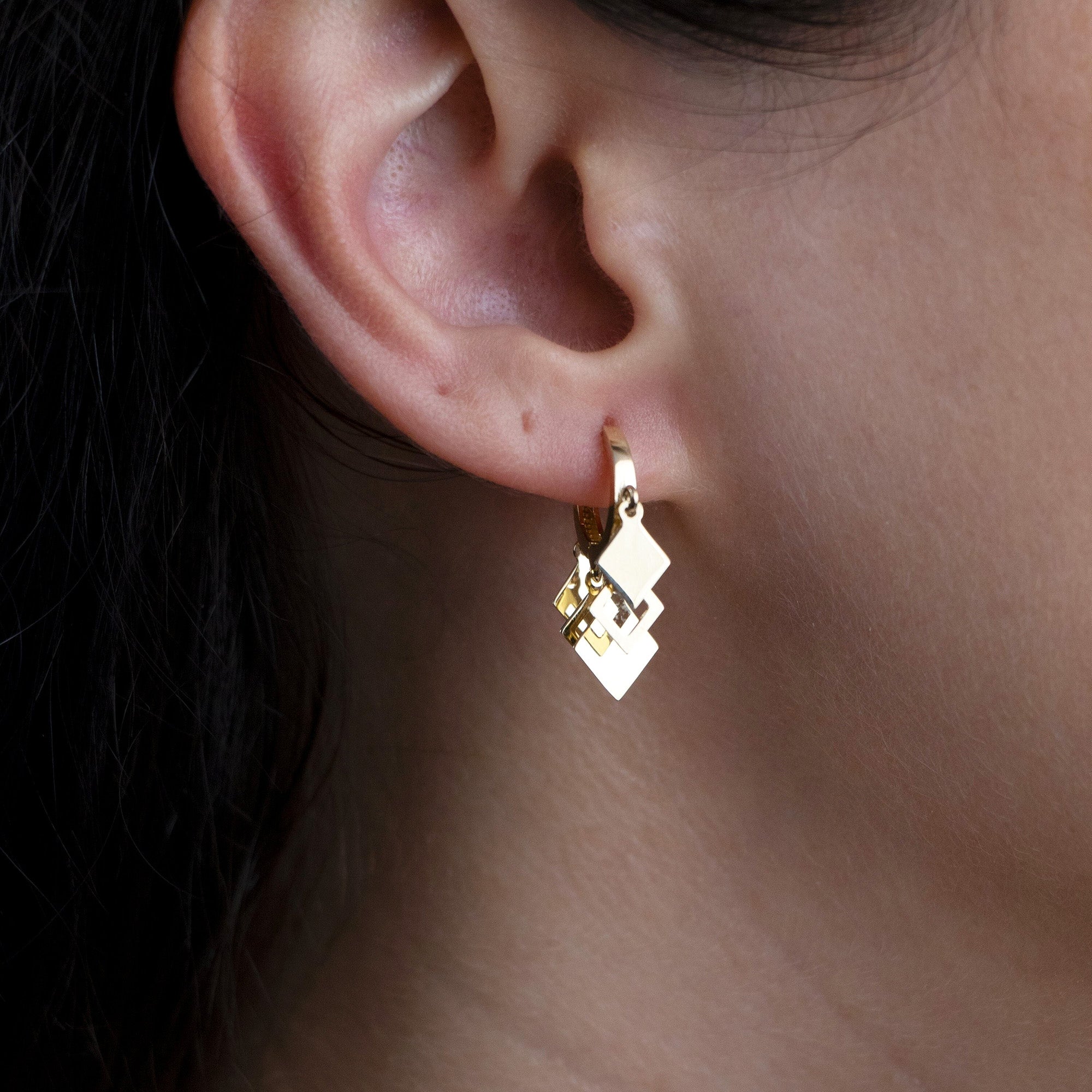 Golden Dangle Hoops in 14K Gold