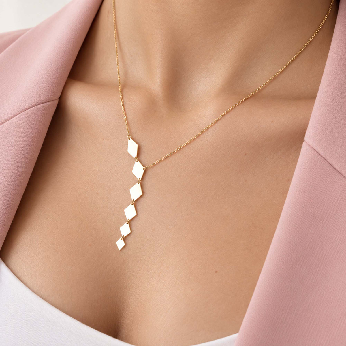 Golden Lariat Necklace in 14K Gold