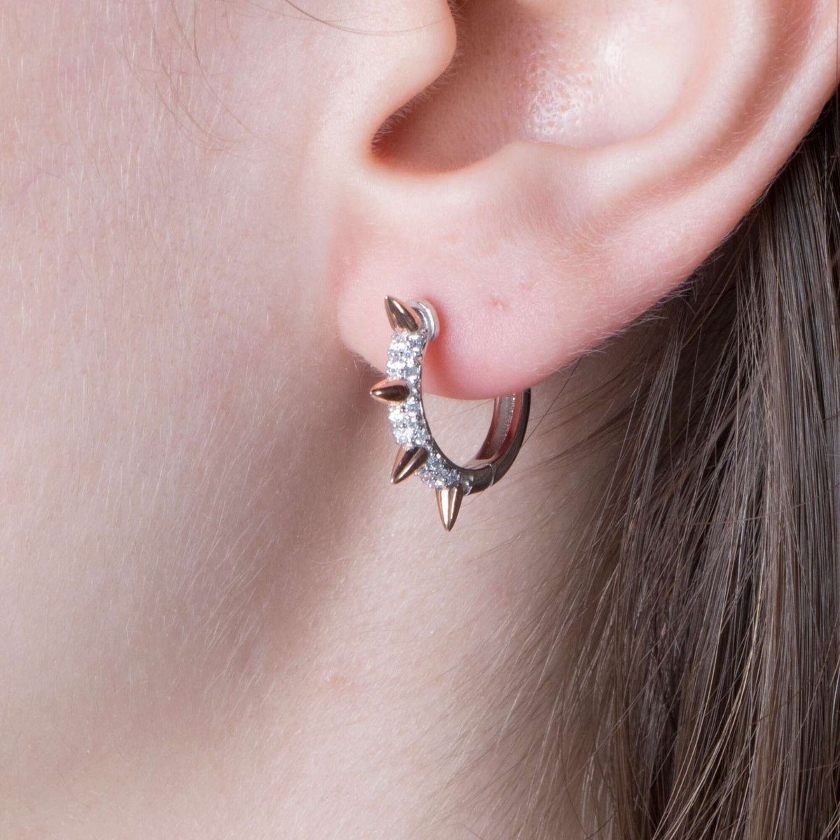 Golden Spike Diamond Hoops in 14K Gold