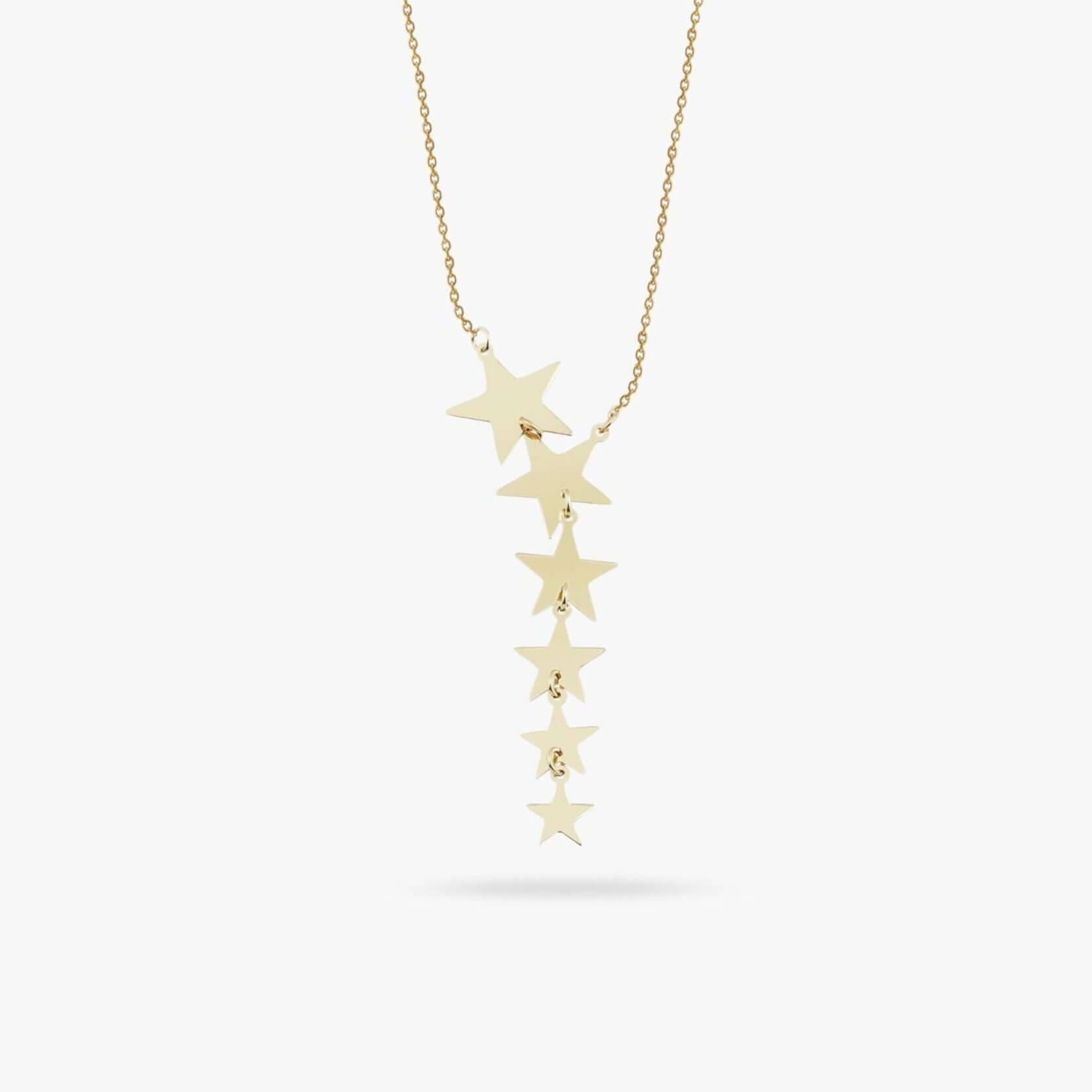 Graduated Star Lariat Necklace in 14K Gold