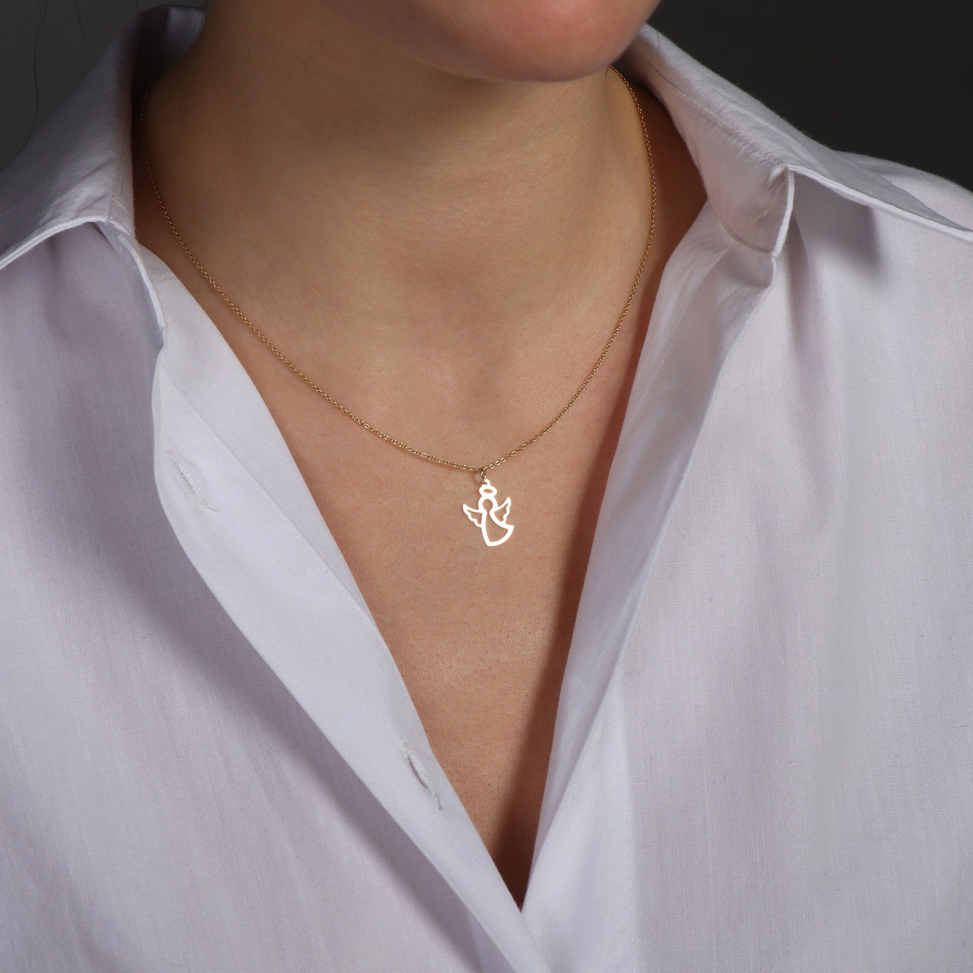 Guardian Angel Charm Necklace in 14K Gold