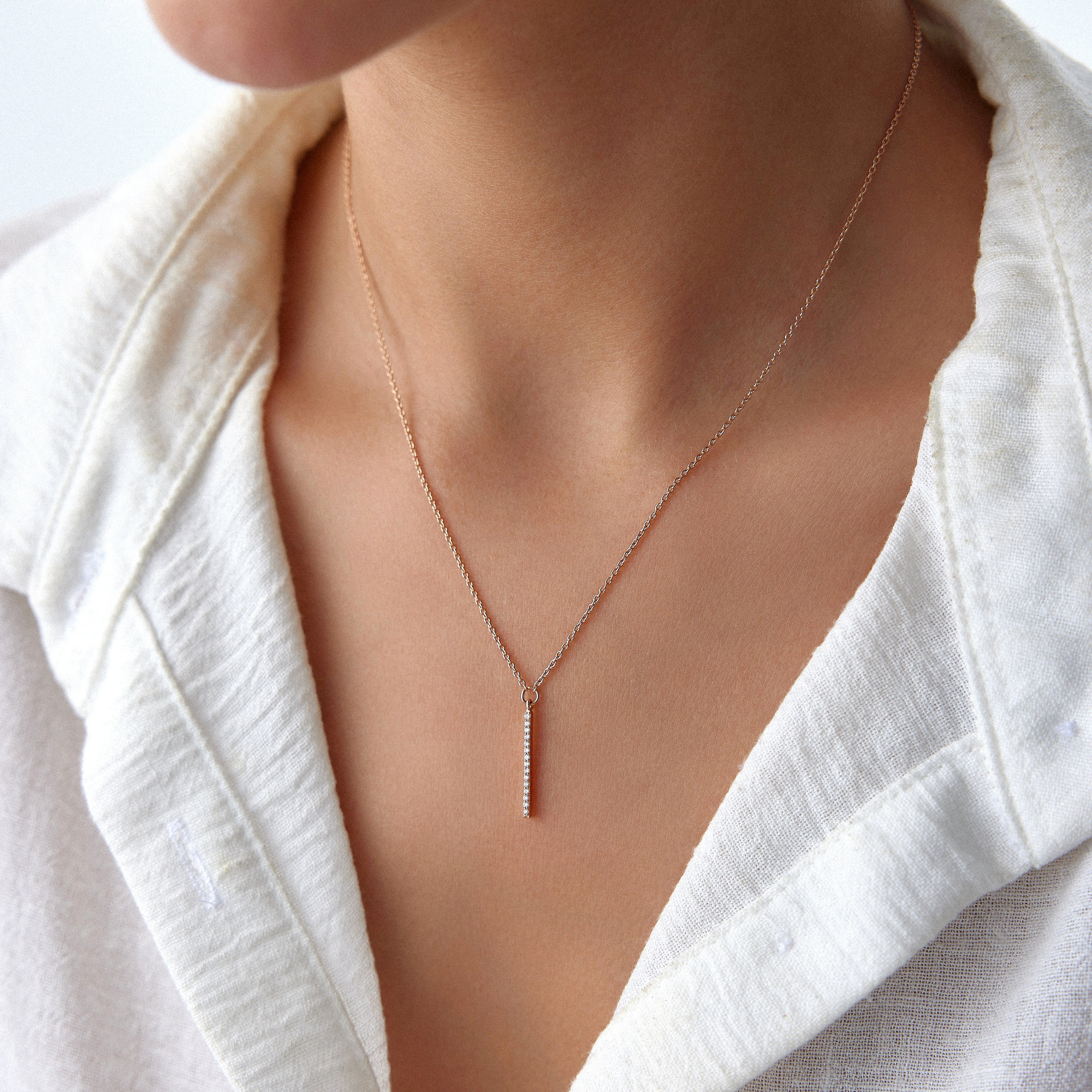 Diamond Vertical Bar Necklace