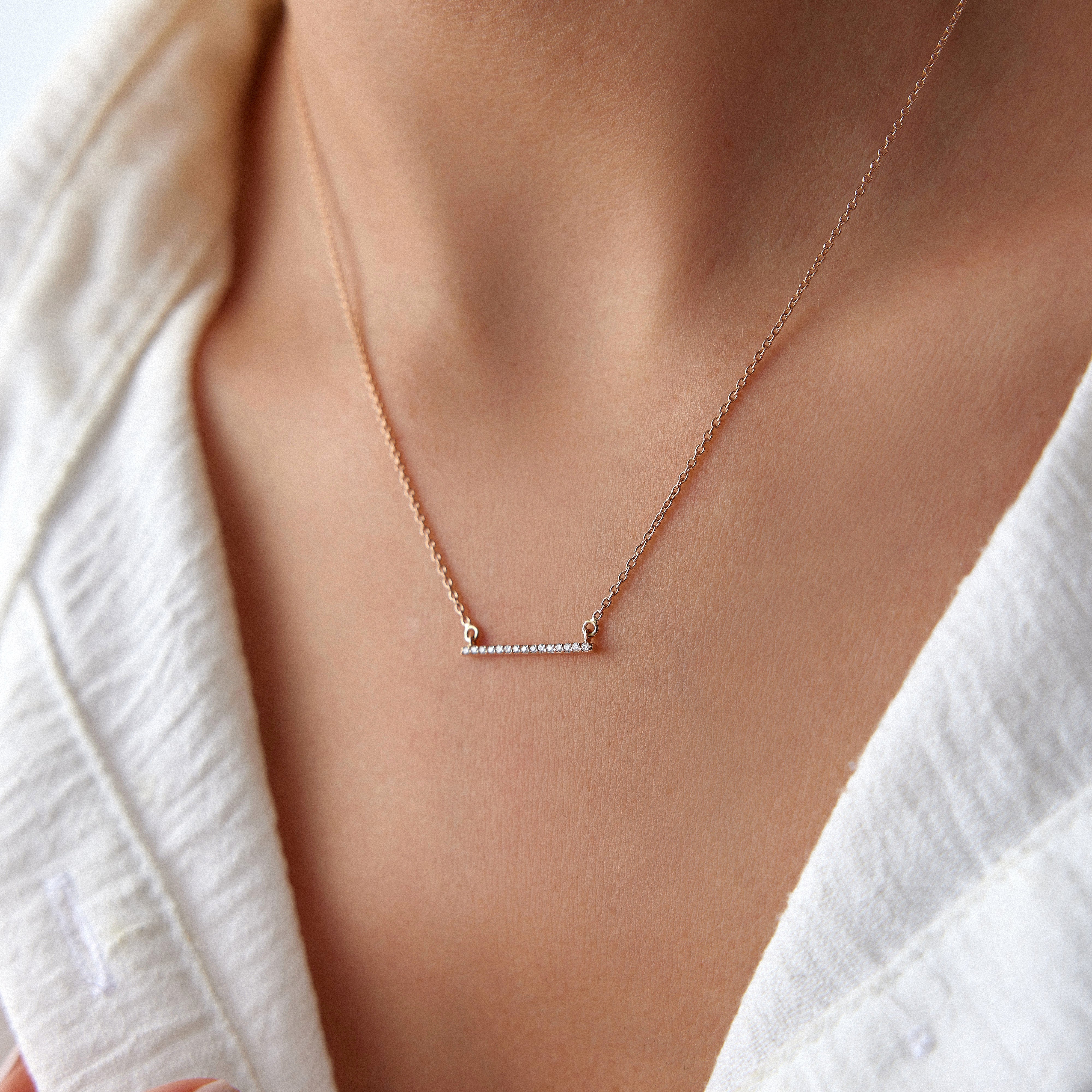 Horizontal Diamond Bar Necklace
