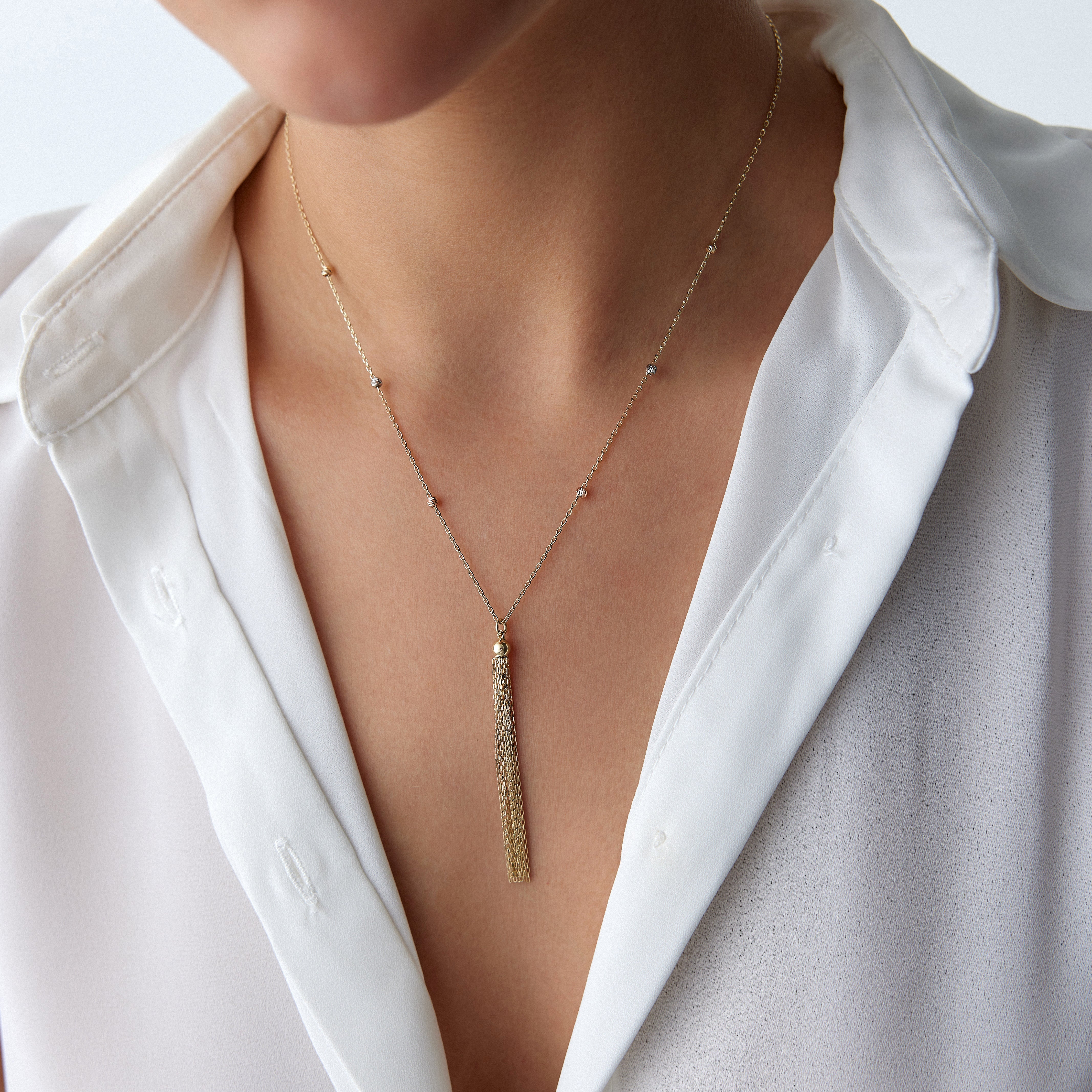 Chain Tassel Necklace in 14K Gold