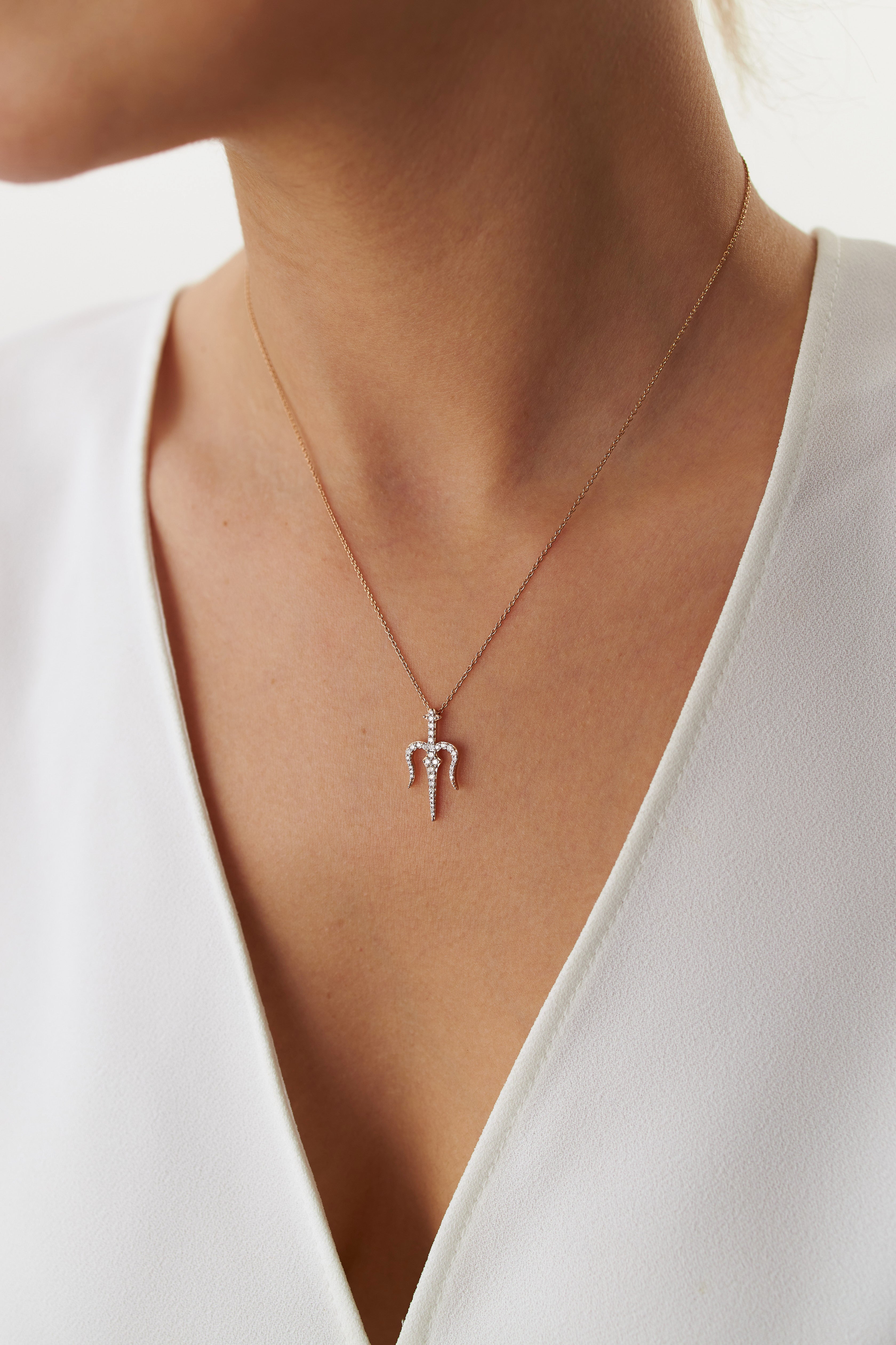 Diamond Trident Necklace