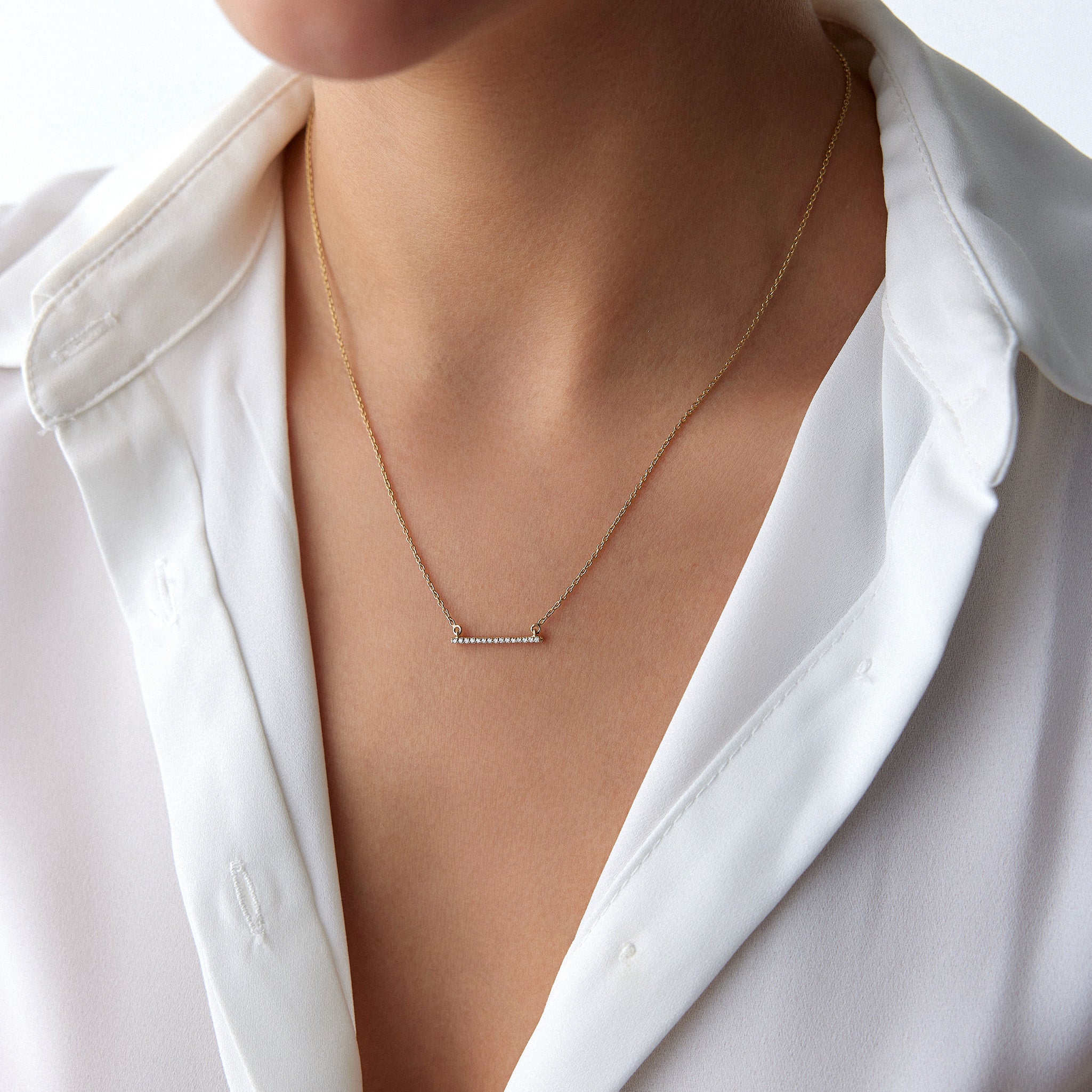 Horizontal Diamond Bar Necklace