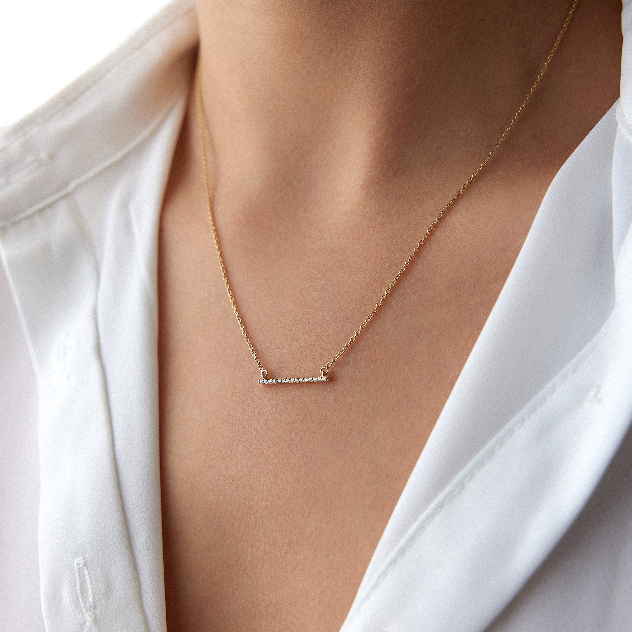 Horizontal Diamond Bar Necklace