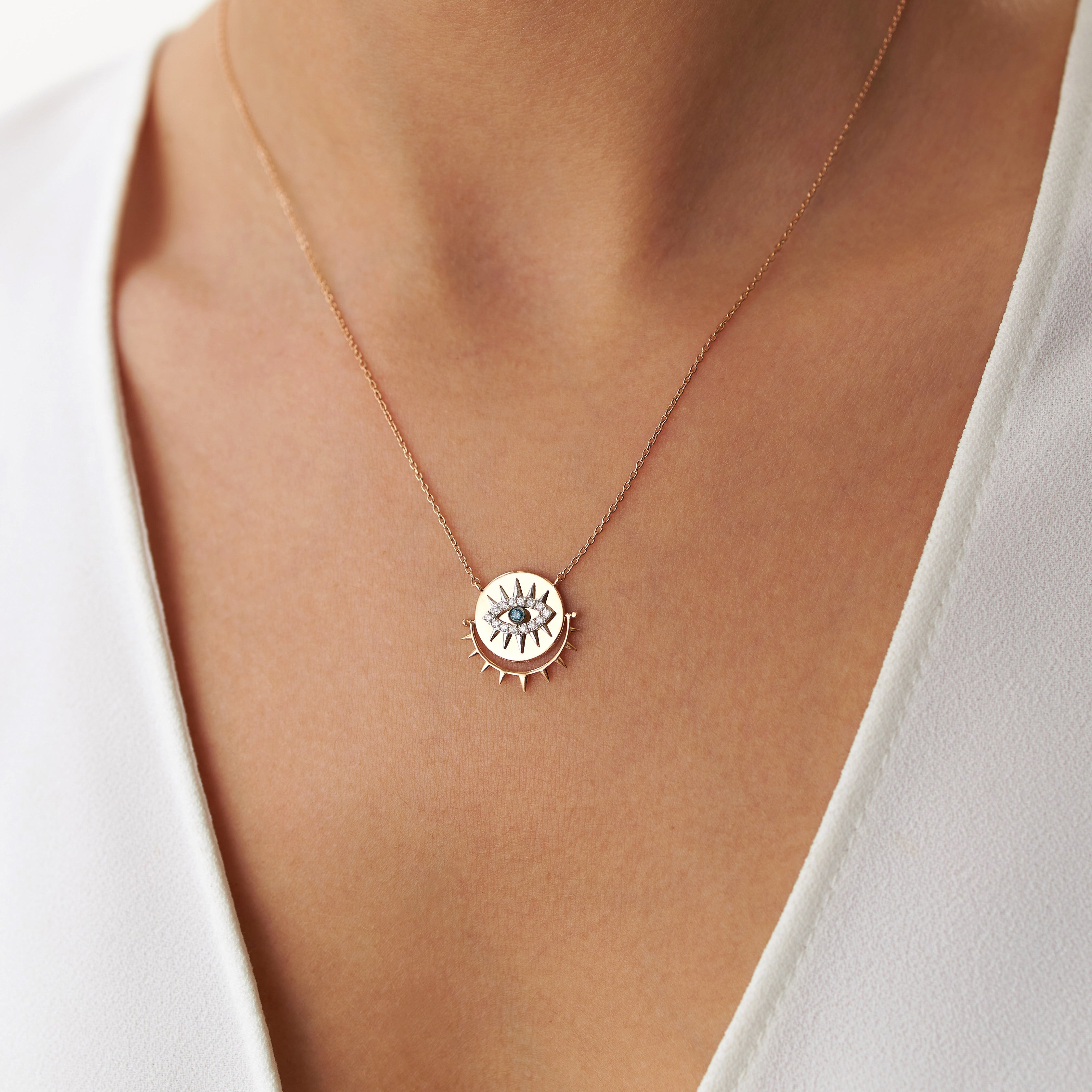 Diamond Spiked Eye Necklace