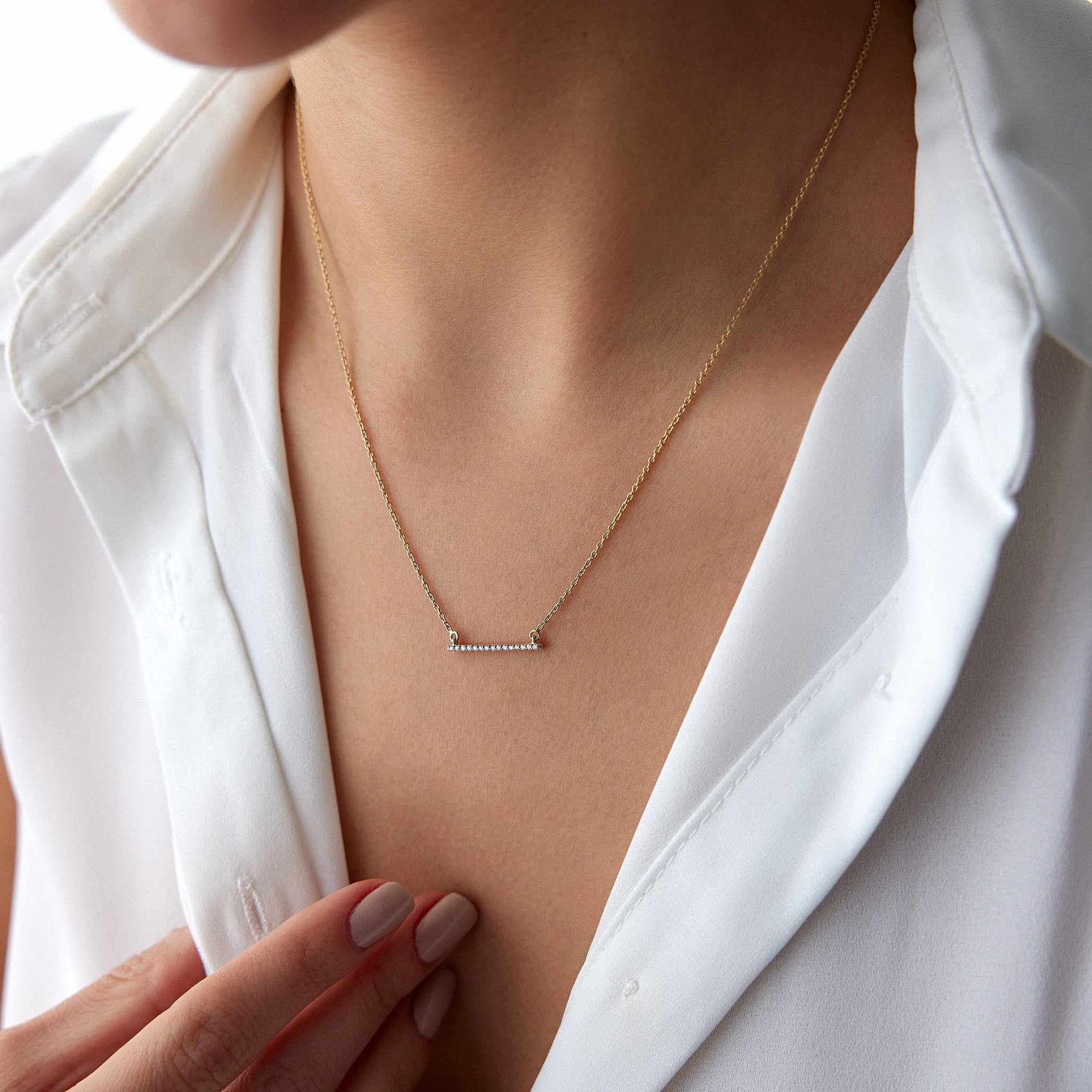 Horizontal Diamond Bar Necklace
