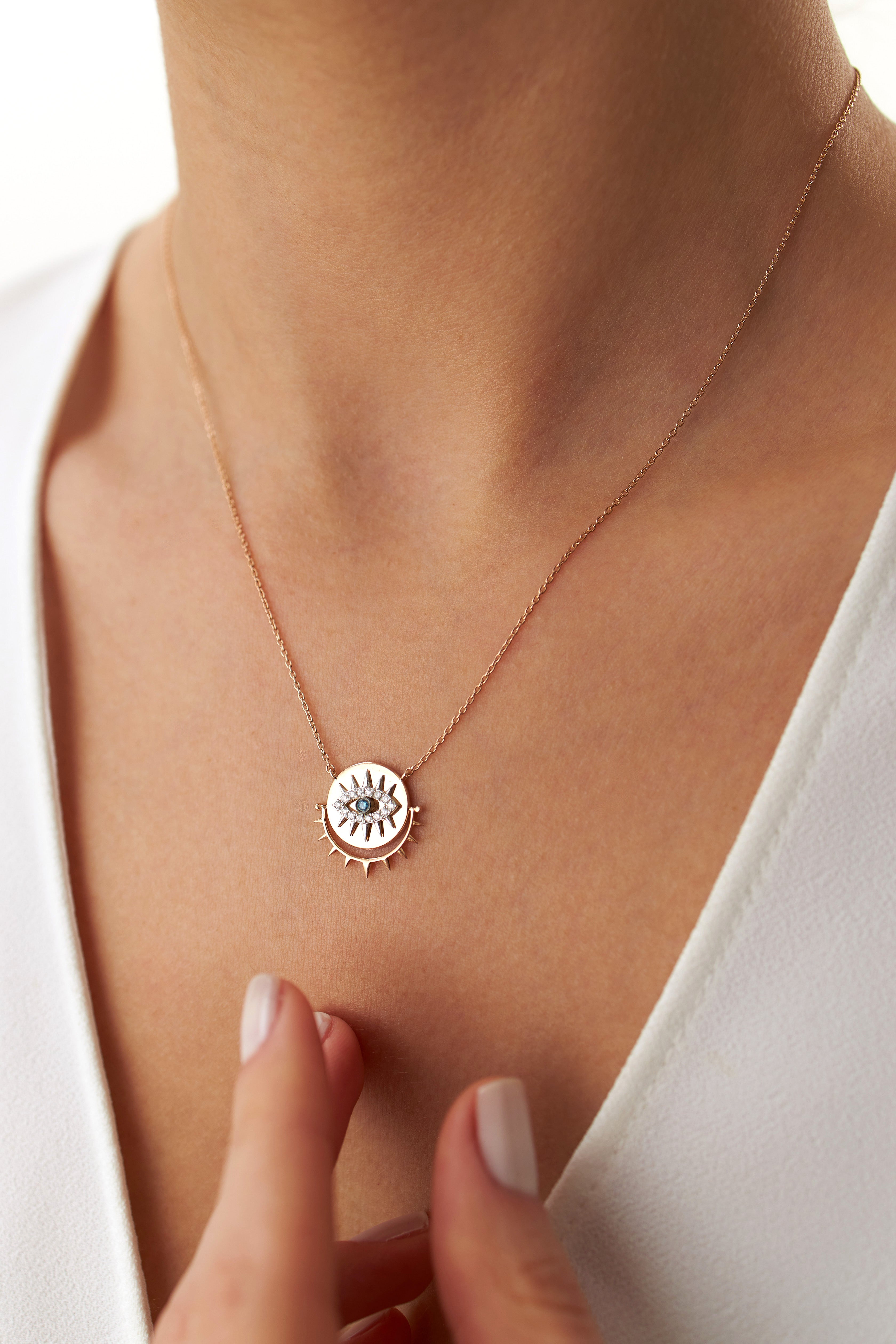 Diamond Spiked Eye Necklace