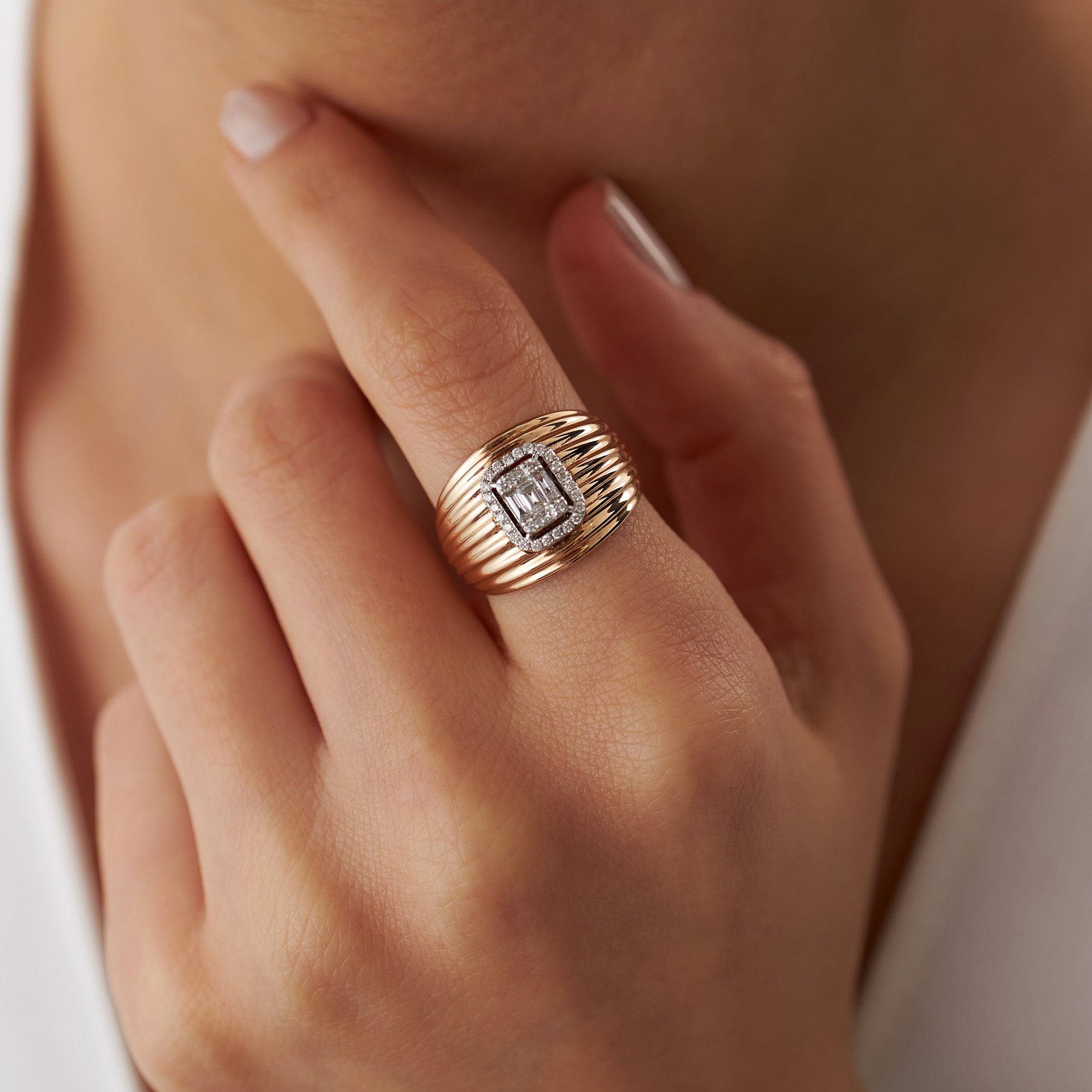 Diamond Dome Ring in 14K Gold