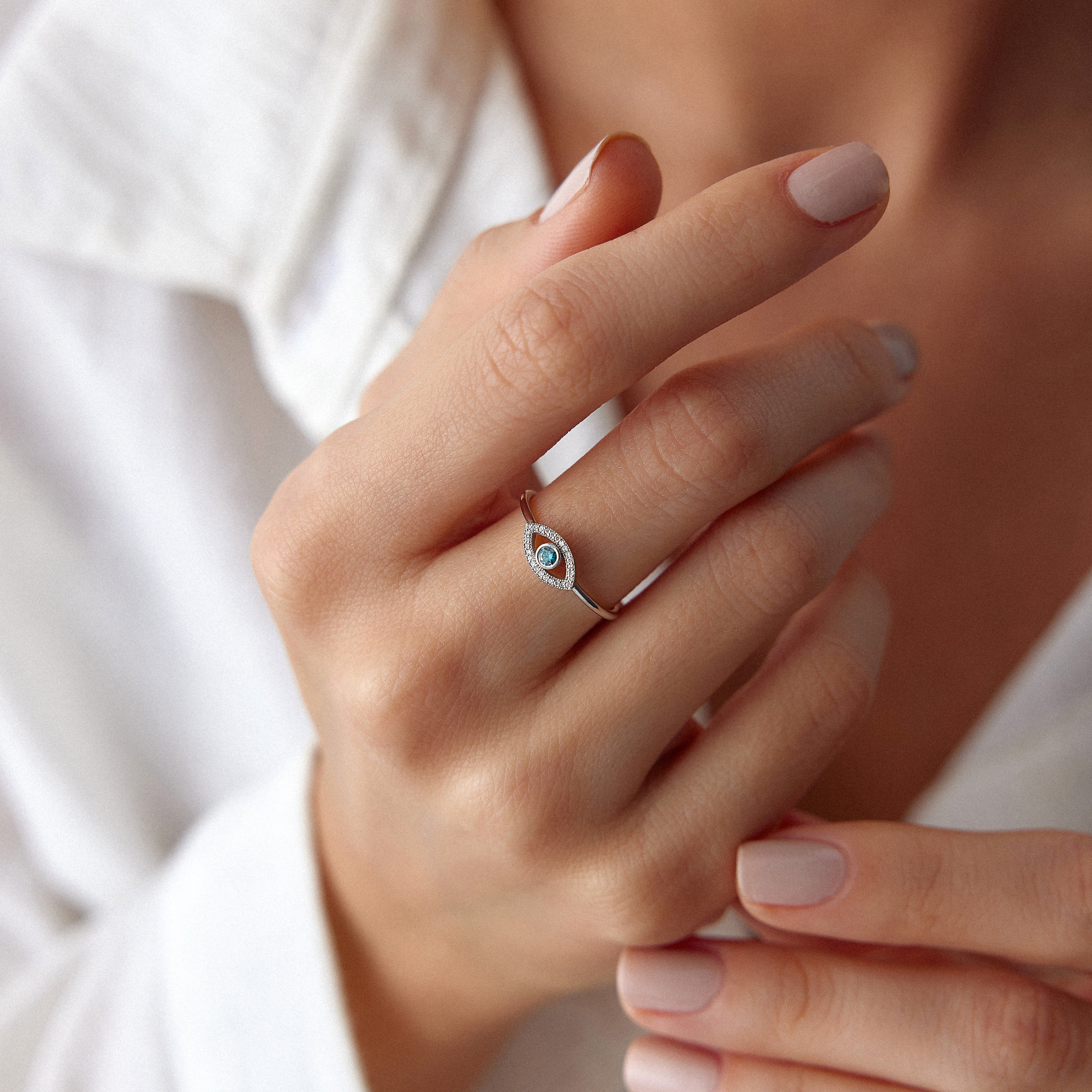 Blue Topaz and Diamond Ring in 14K Gold