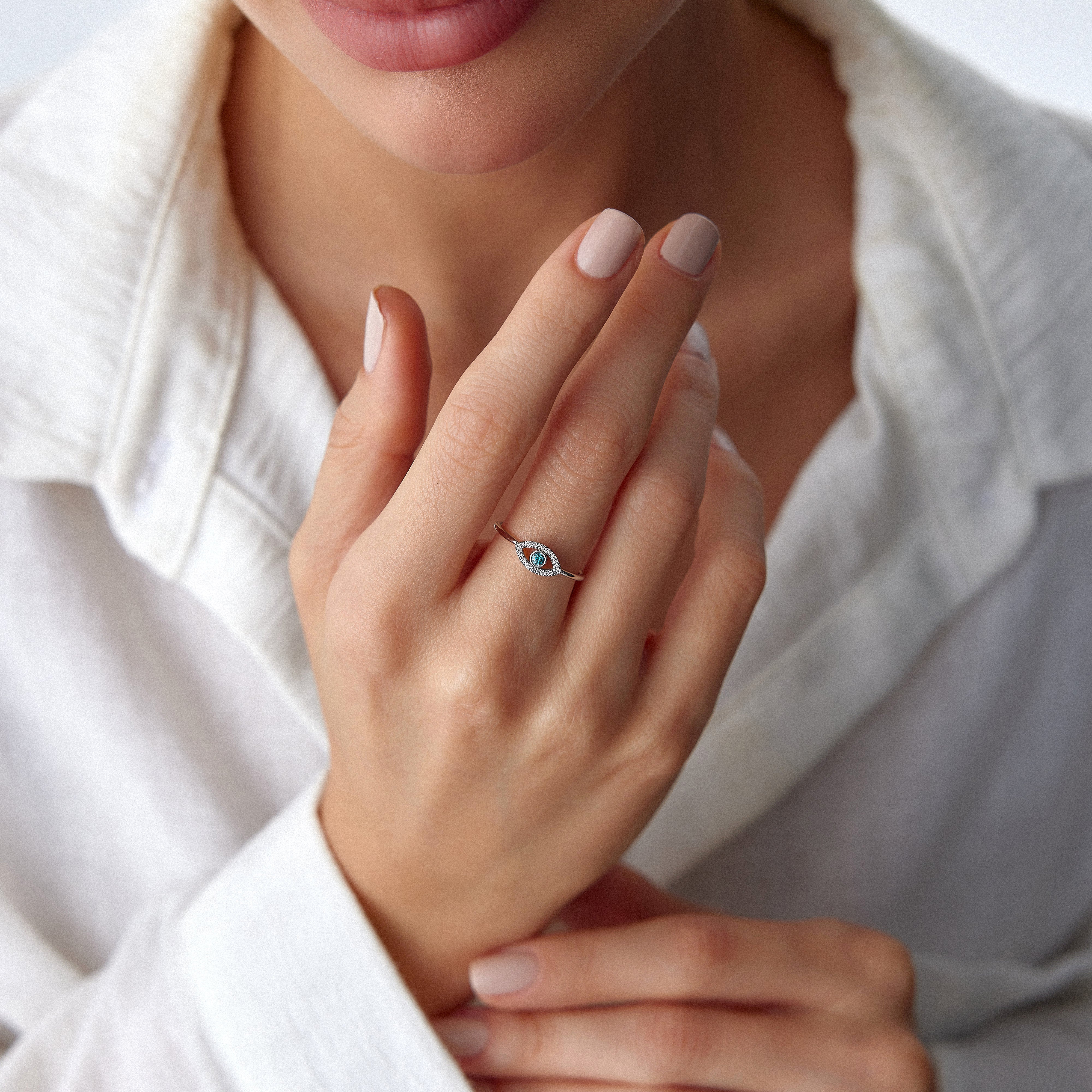 Blue Topaz and Diamond Ring in 14K Gold