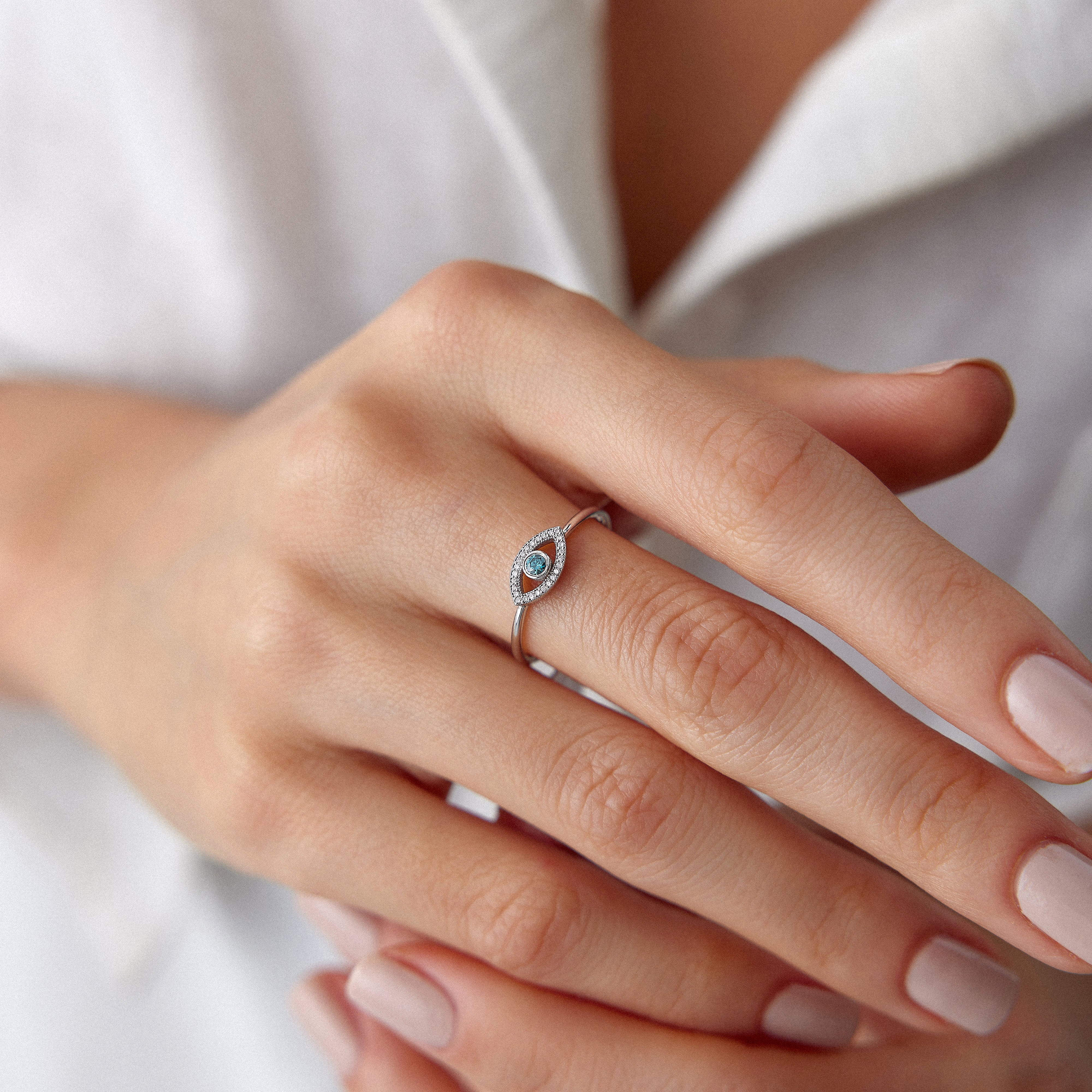 Blue Topaz and Diamond Ring in 14K Gold