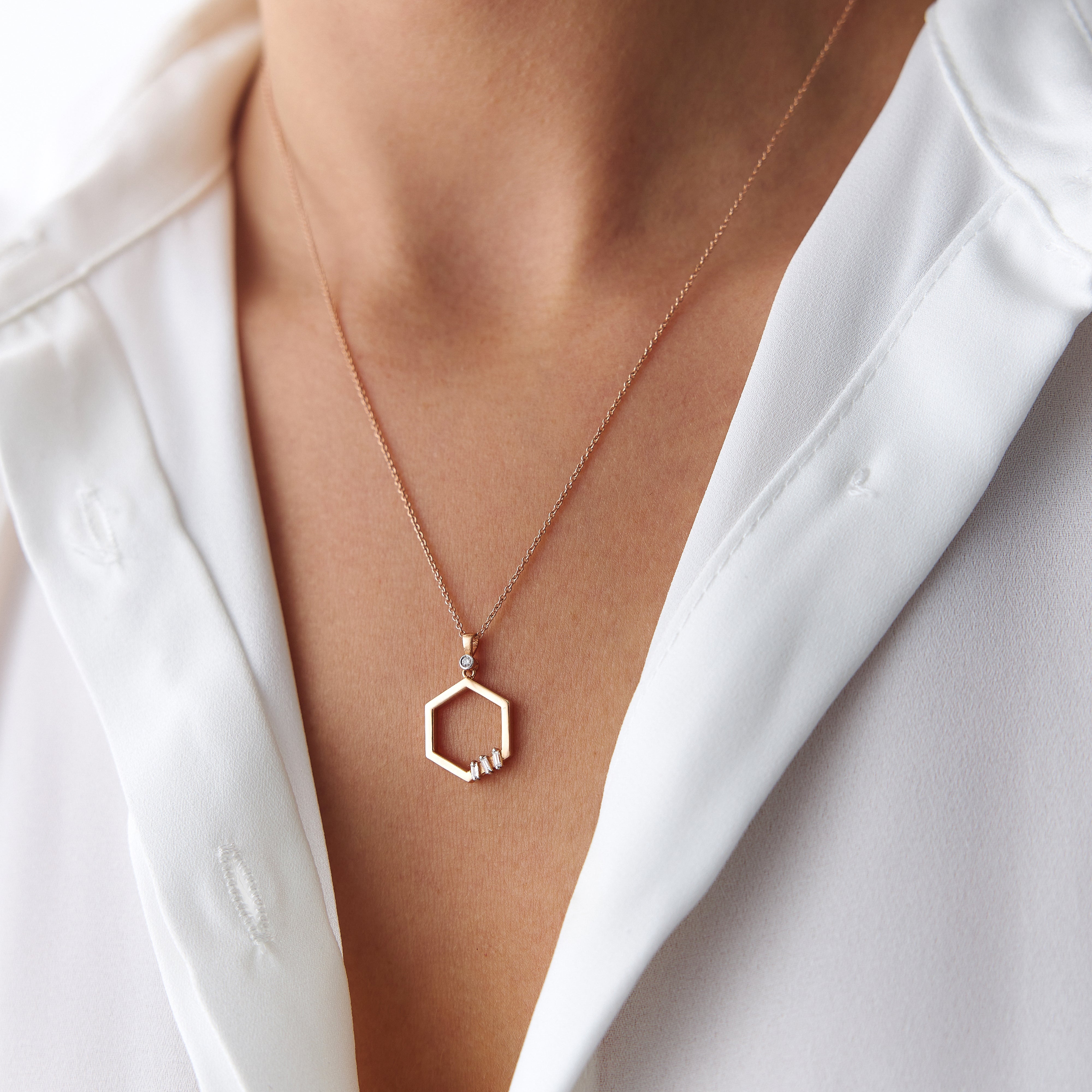 Diamond Hexagon Necklace