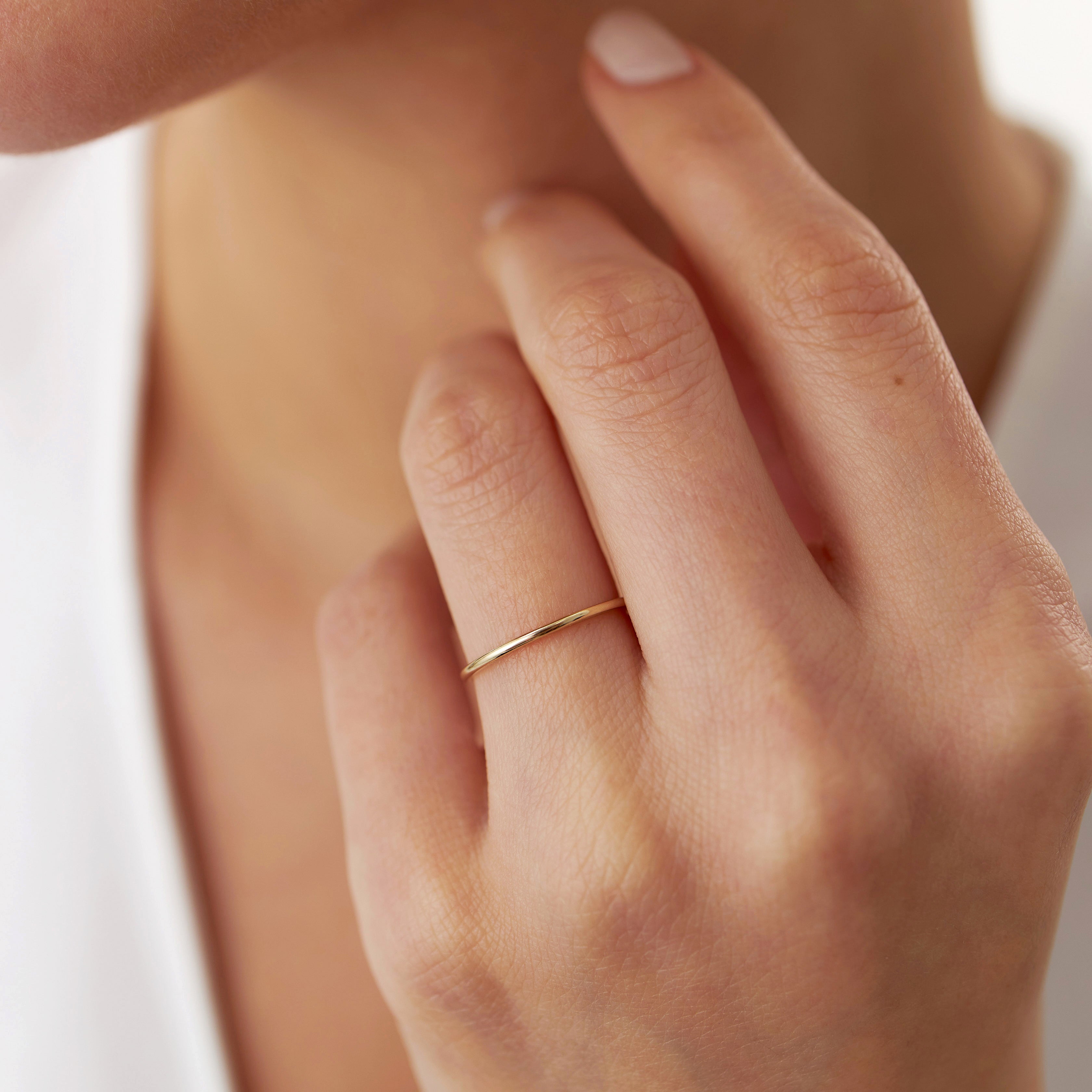 Thin Simple Gold Band in 14K Gold