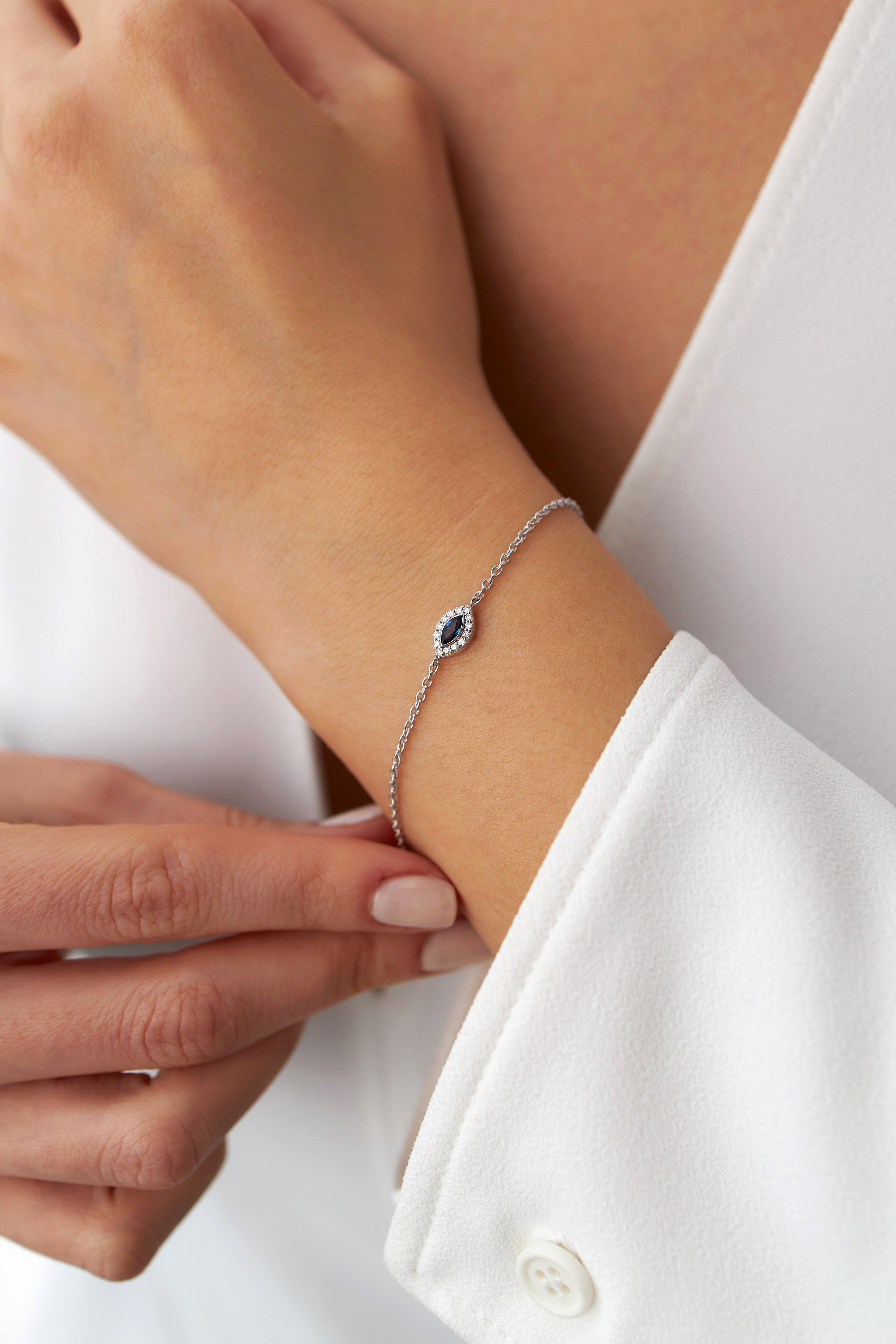 Mini Marquise Sapphire and Diamond Bracelet Available in 14K and 18K Gold