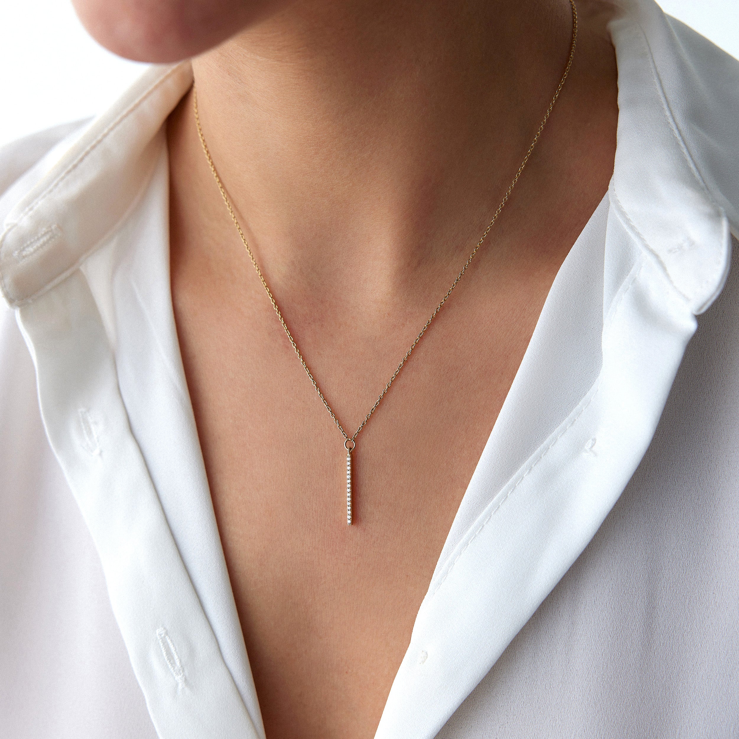 Diamond Vertical Bar Necklace