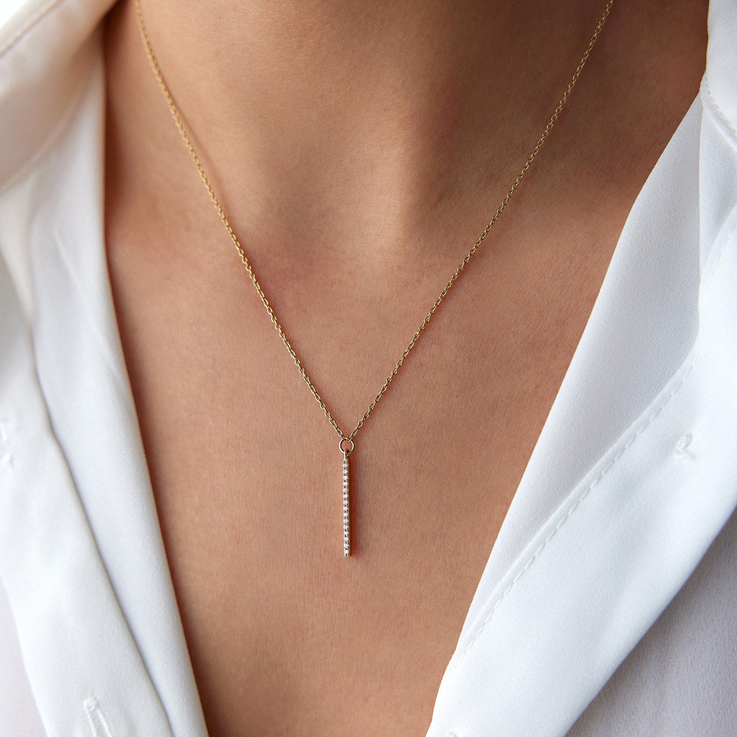 Diamond Vertical Bar Necklace