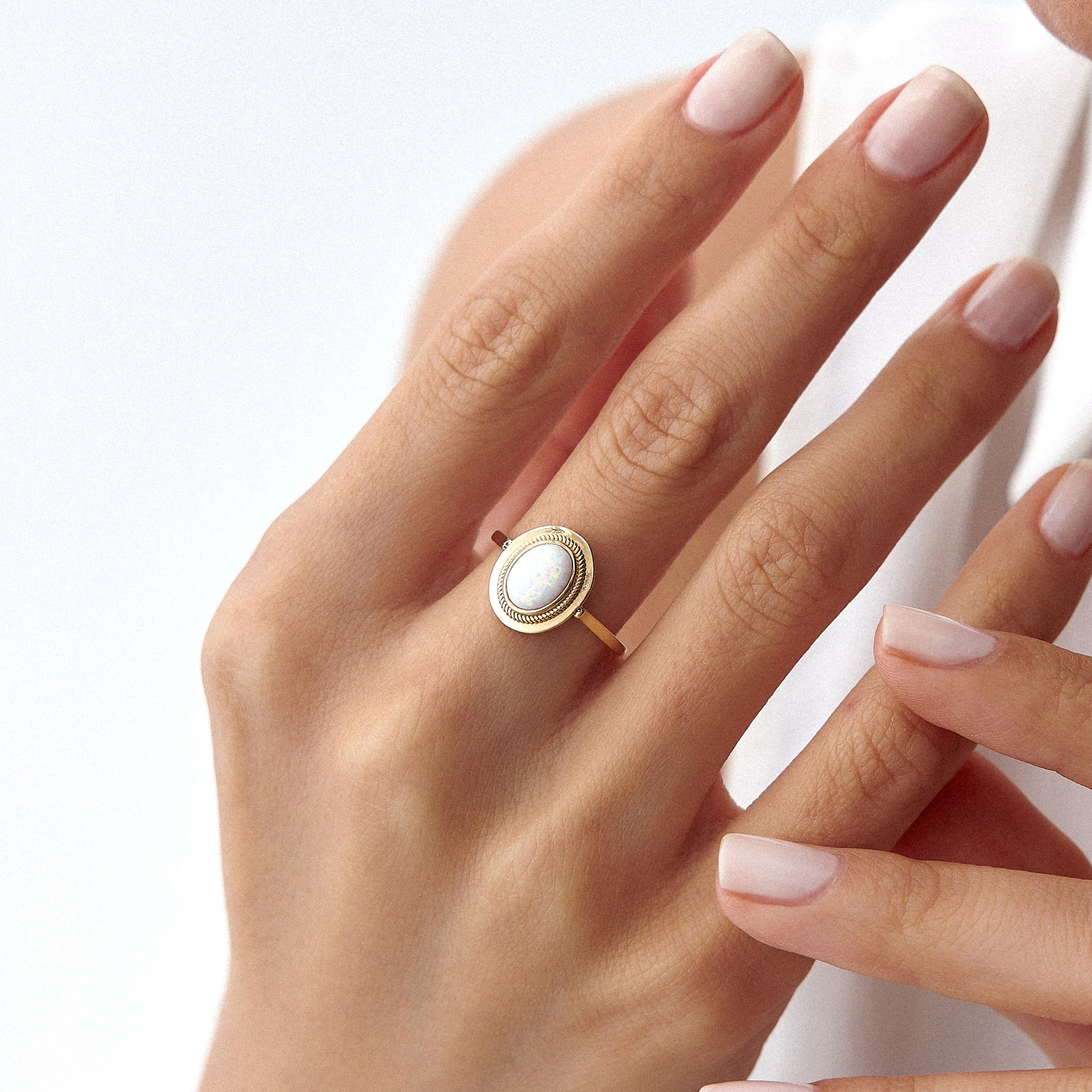 Bezel Set Opal Ring in 14K Gold