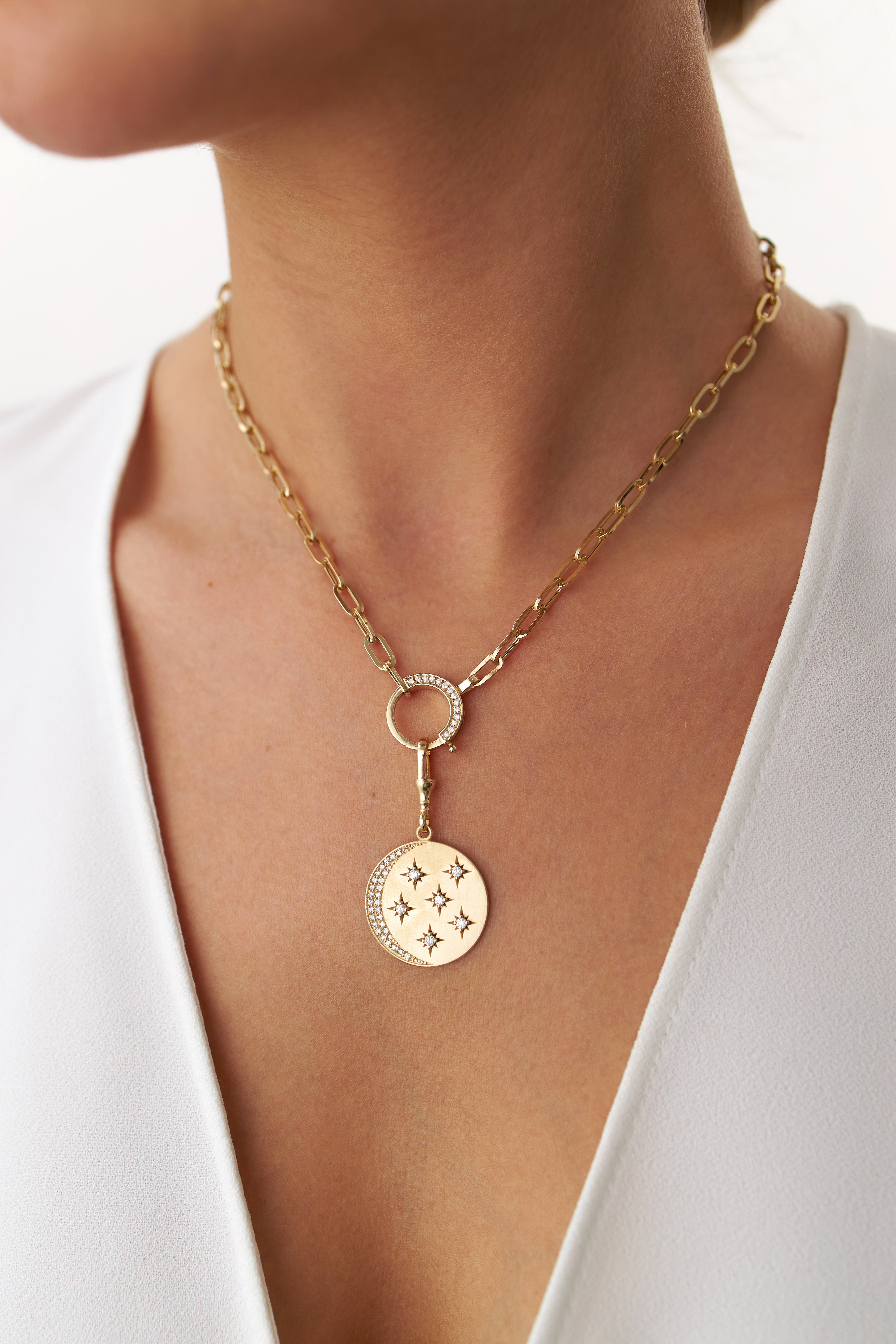 Diamond Crescent and Star Medallion Pendant