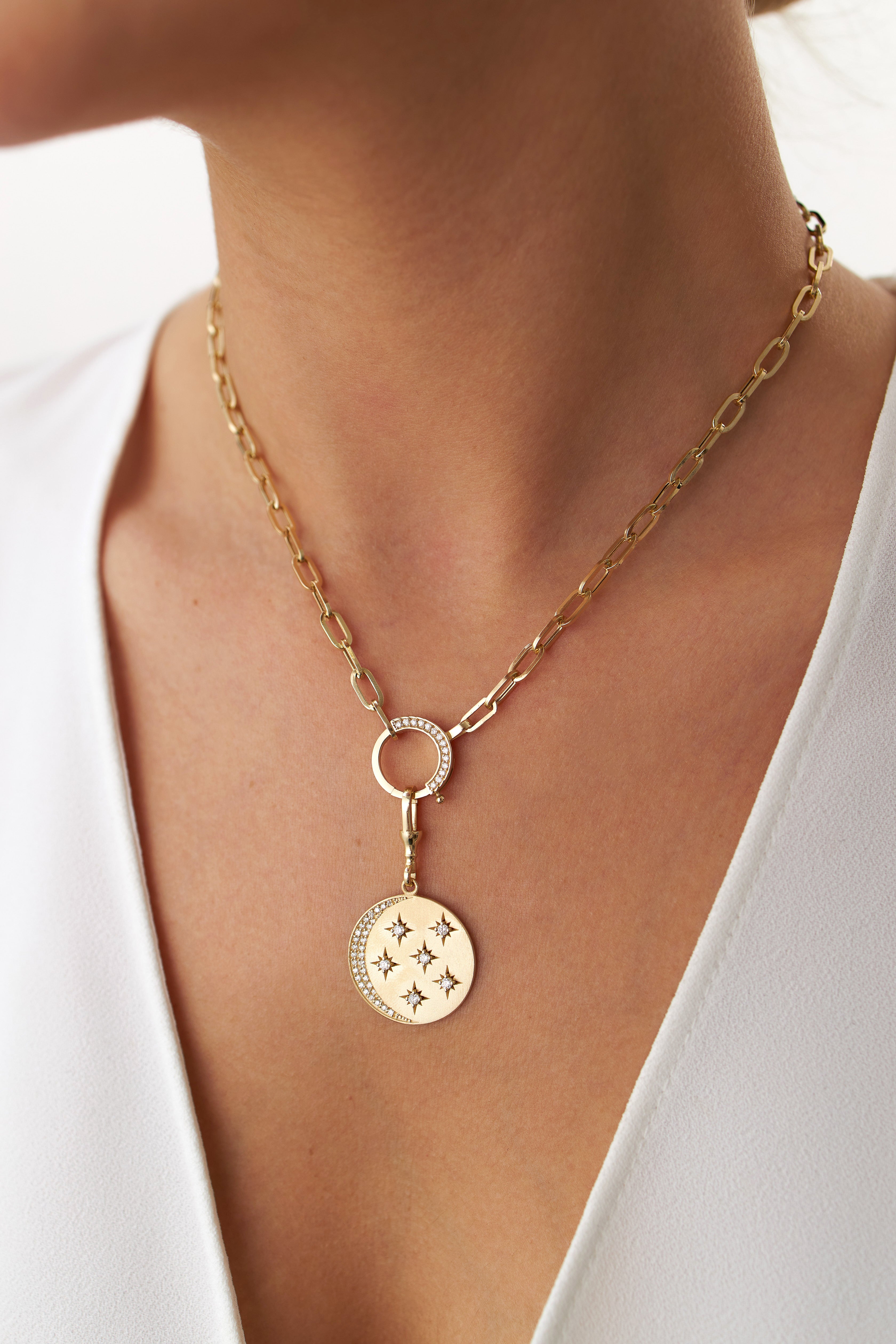 Diamond Crescent and Star Medallion Pendant