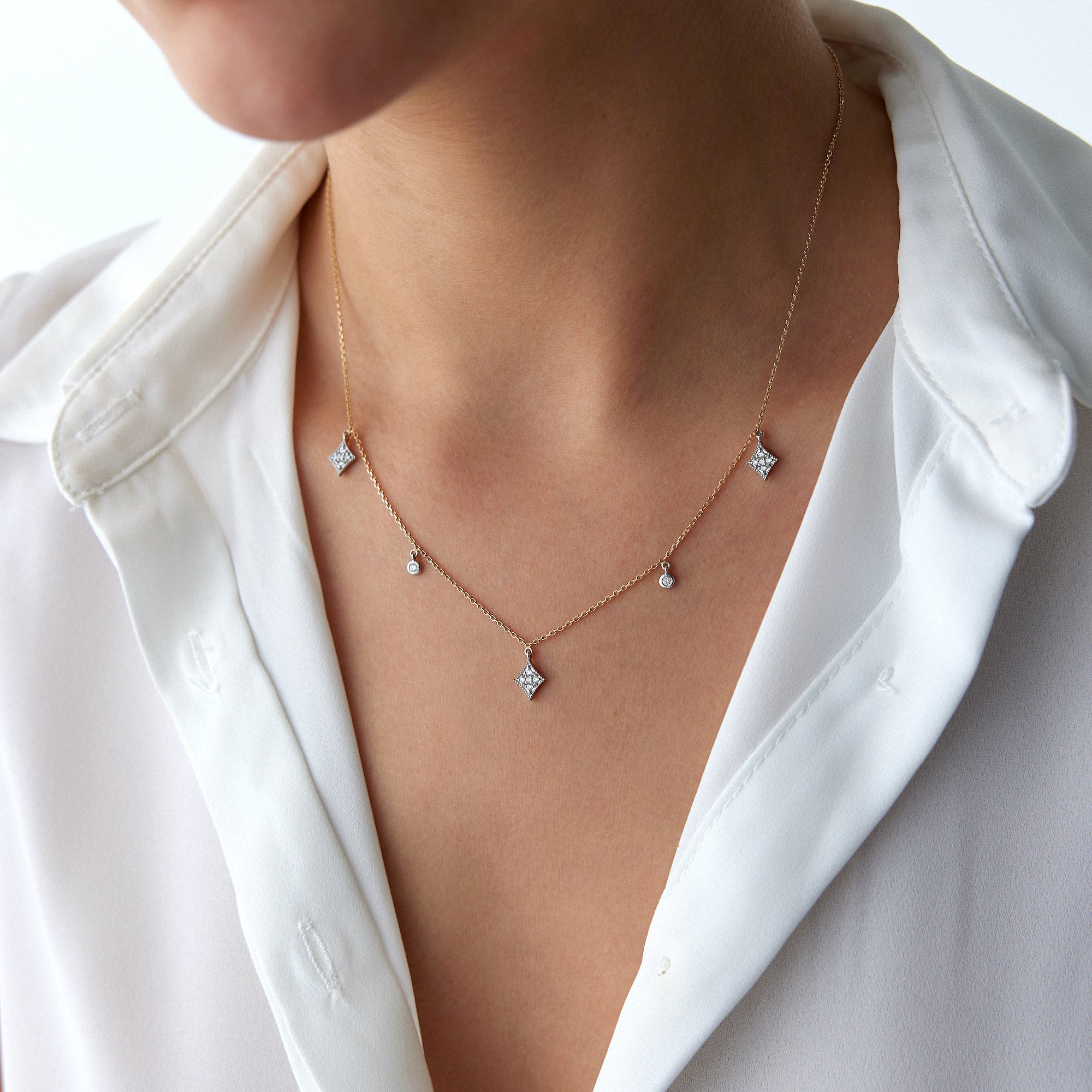 Diamond Dangle Station Necklace