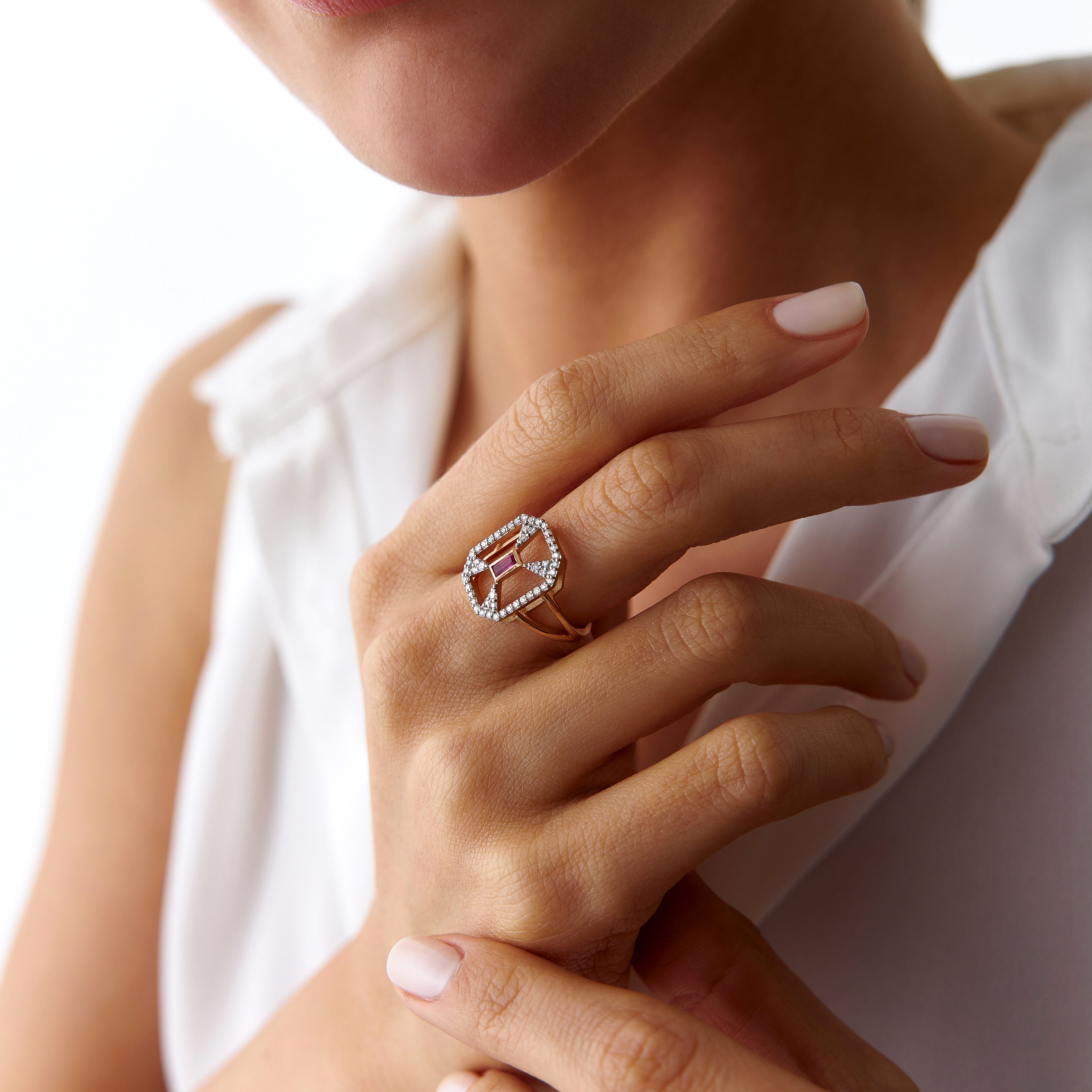 Ruby and Diamond Ring in 14K Gold