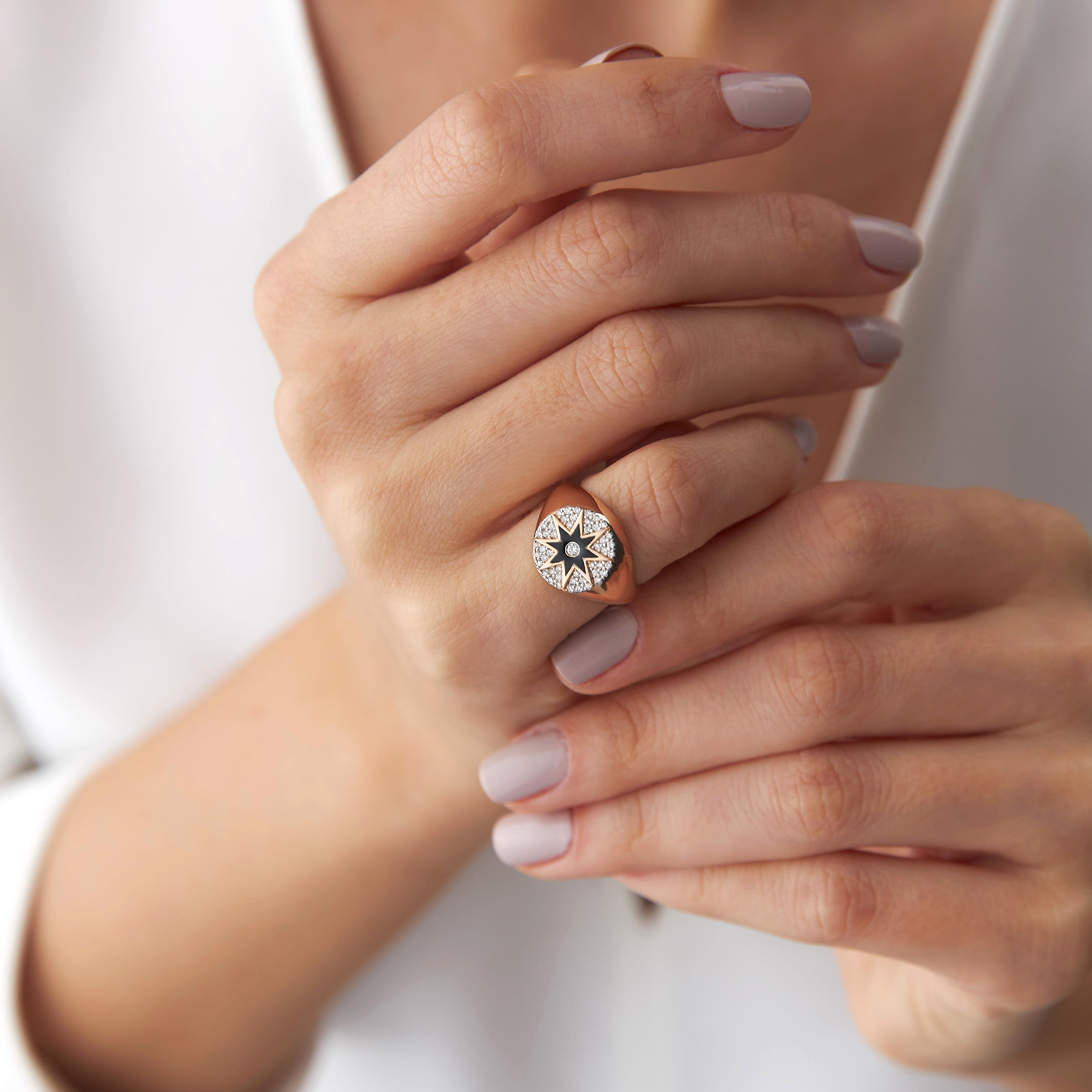 Diamond Starburst Pinky Ring in 14K Gold