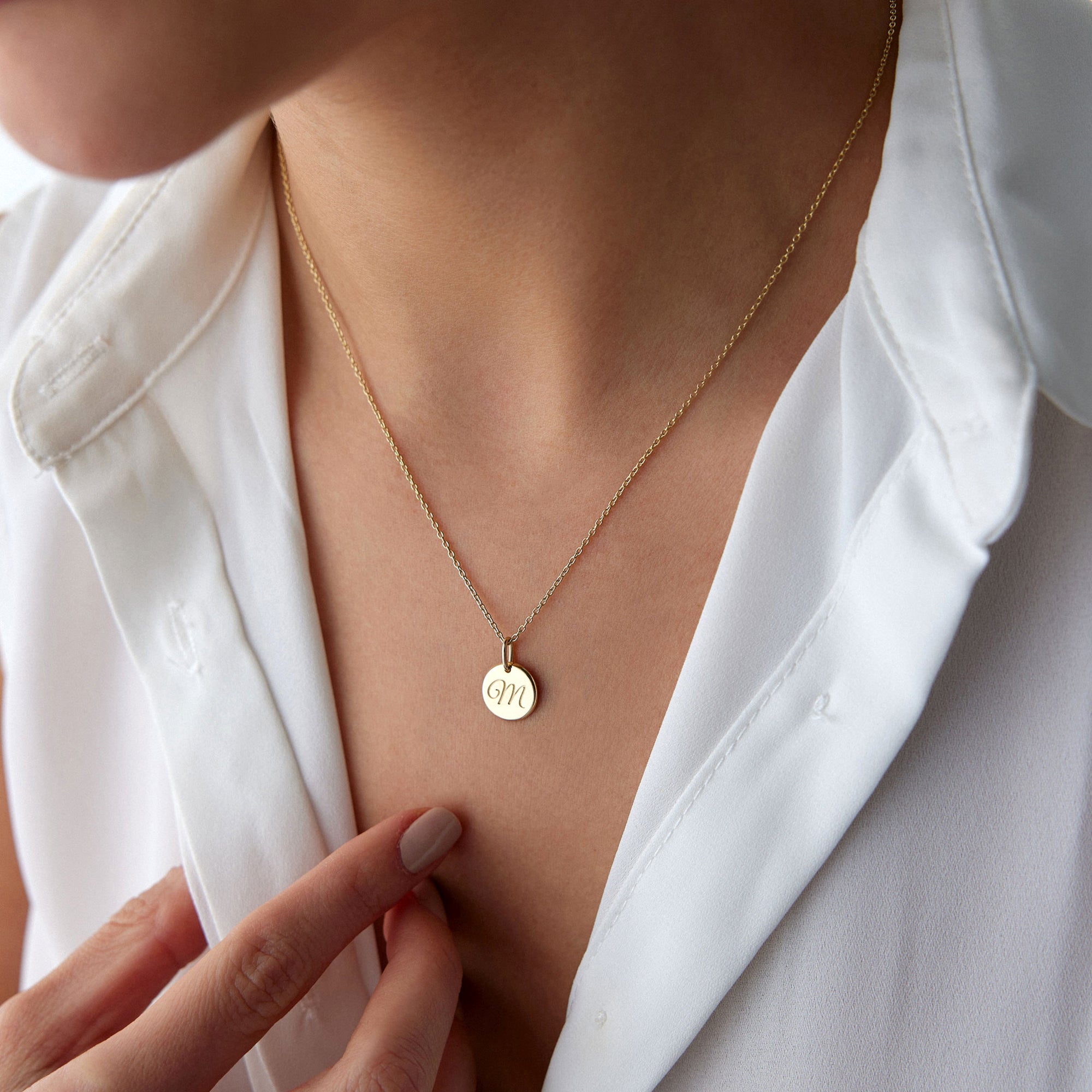 Cursive Initial Pendant Necklace in 14K Gold