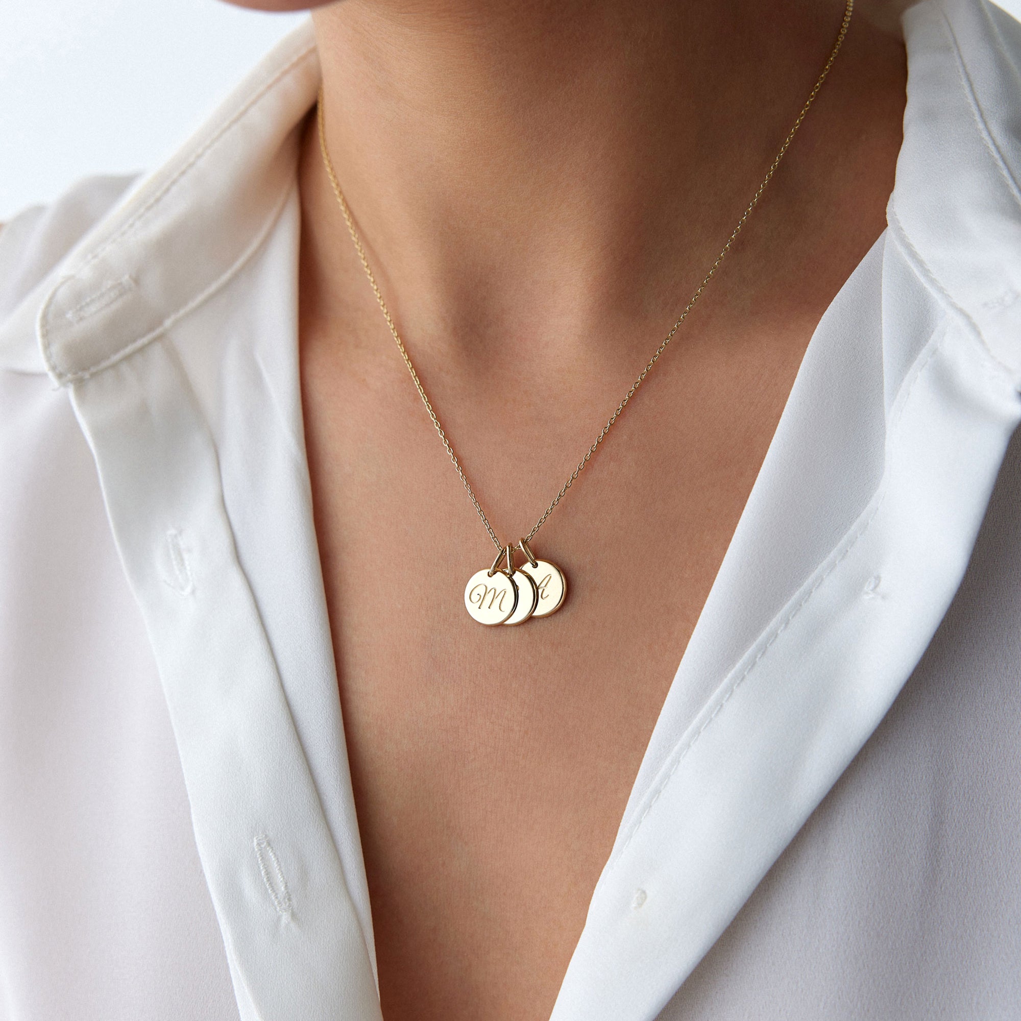 Cursive Initial Pendant Necklace in 14K Gold